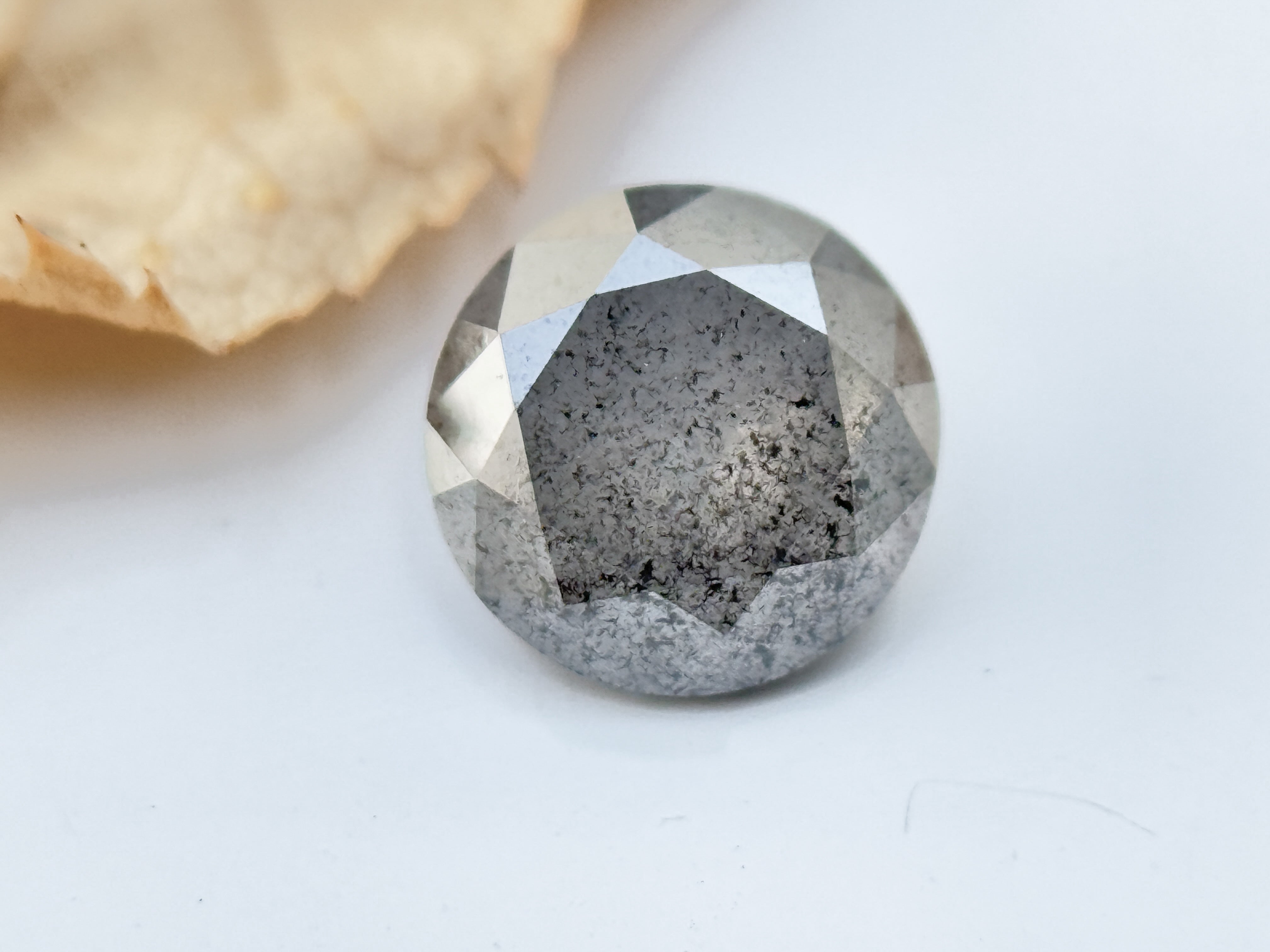 0.68 Ct Round Brilliant Cut Grey Natural Salt and Pepper Diamond