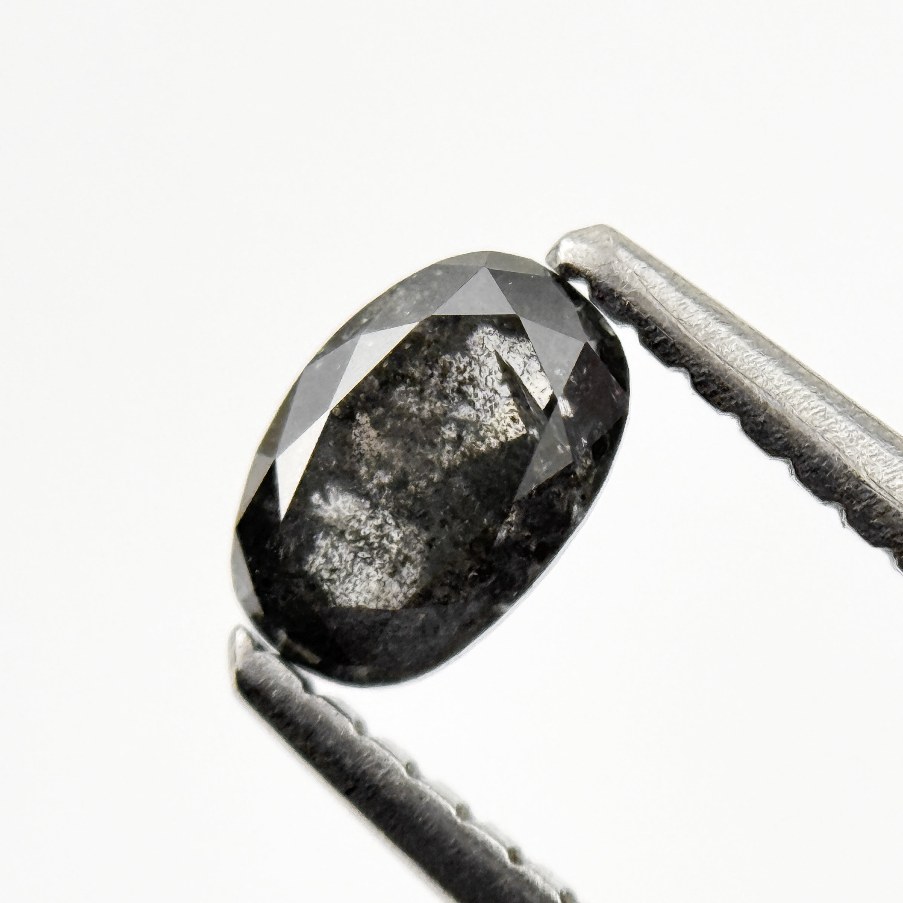 0.48 Ct Oval Rose Cut Grey Natural Salt and Pepper Diamond