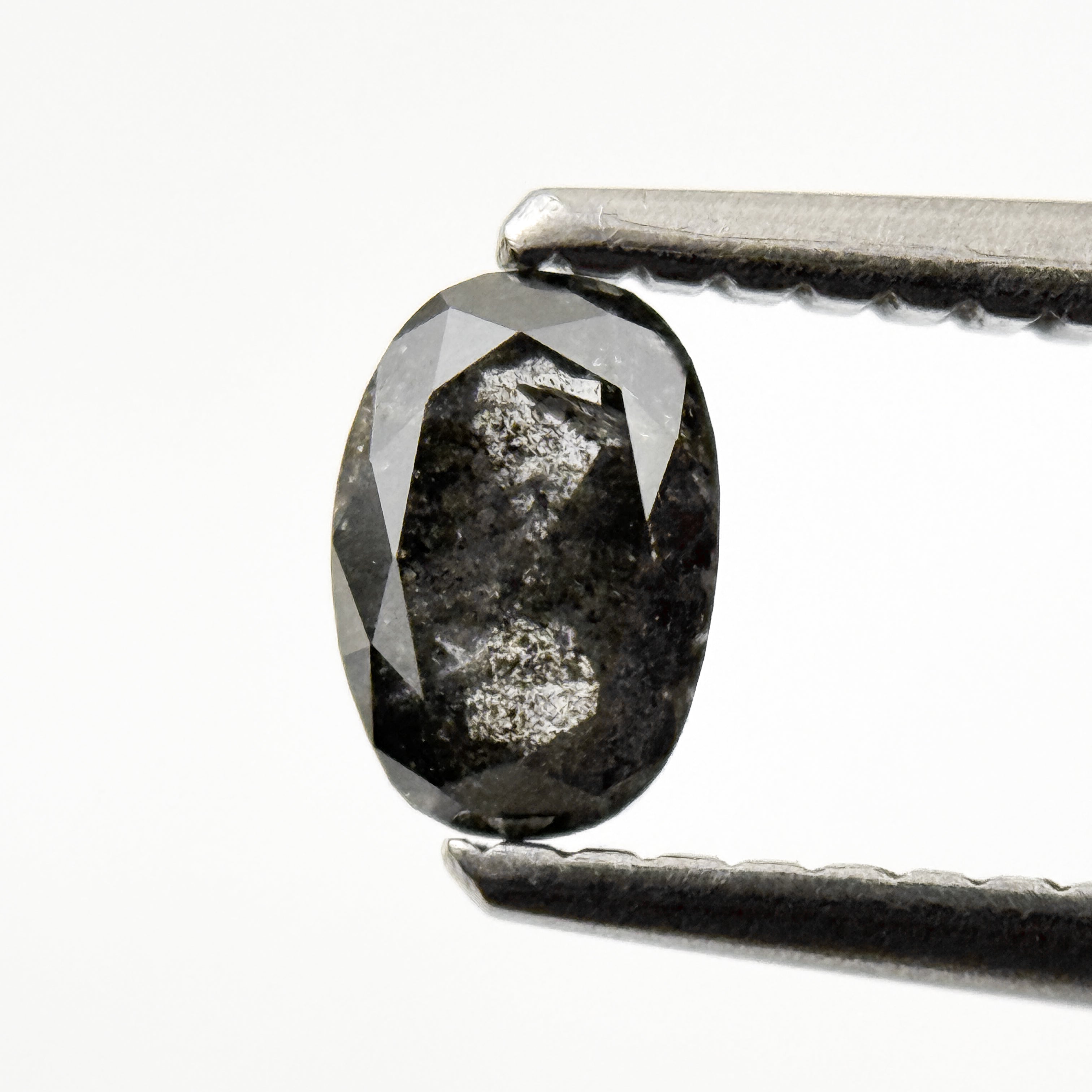 0.48 Ct Oval Rose Cut Grey Natural Salt and Pepper Diamond