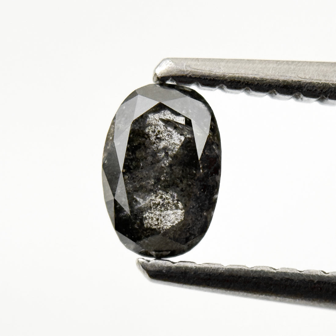 0.48 Ct Oval Rose Cut Grey Natural Salt and Pepper Diamond