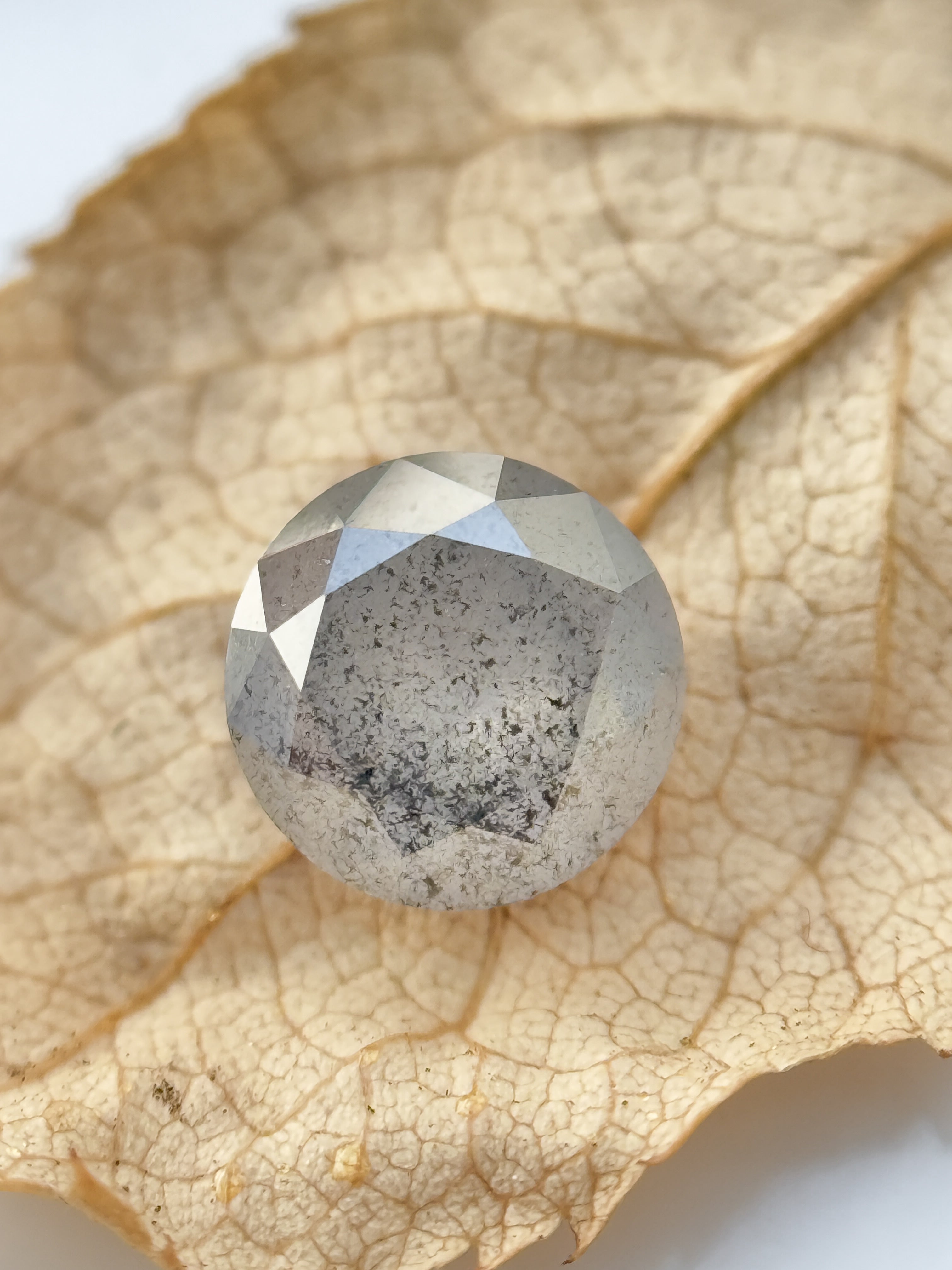 0.68 Ct Round Brilliant Cut Grey Natural Salt and Pepper Diamond