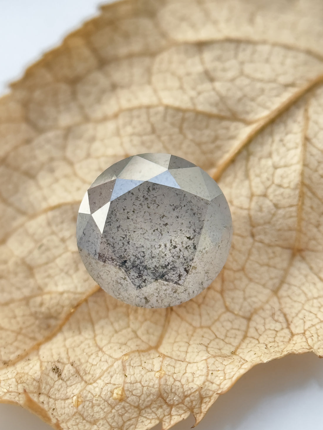 0.68 Ct Round Brilliant Cut Grey Natural Salt and Pepper Diamond