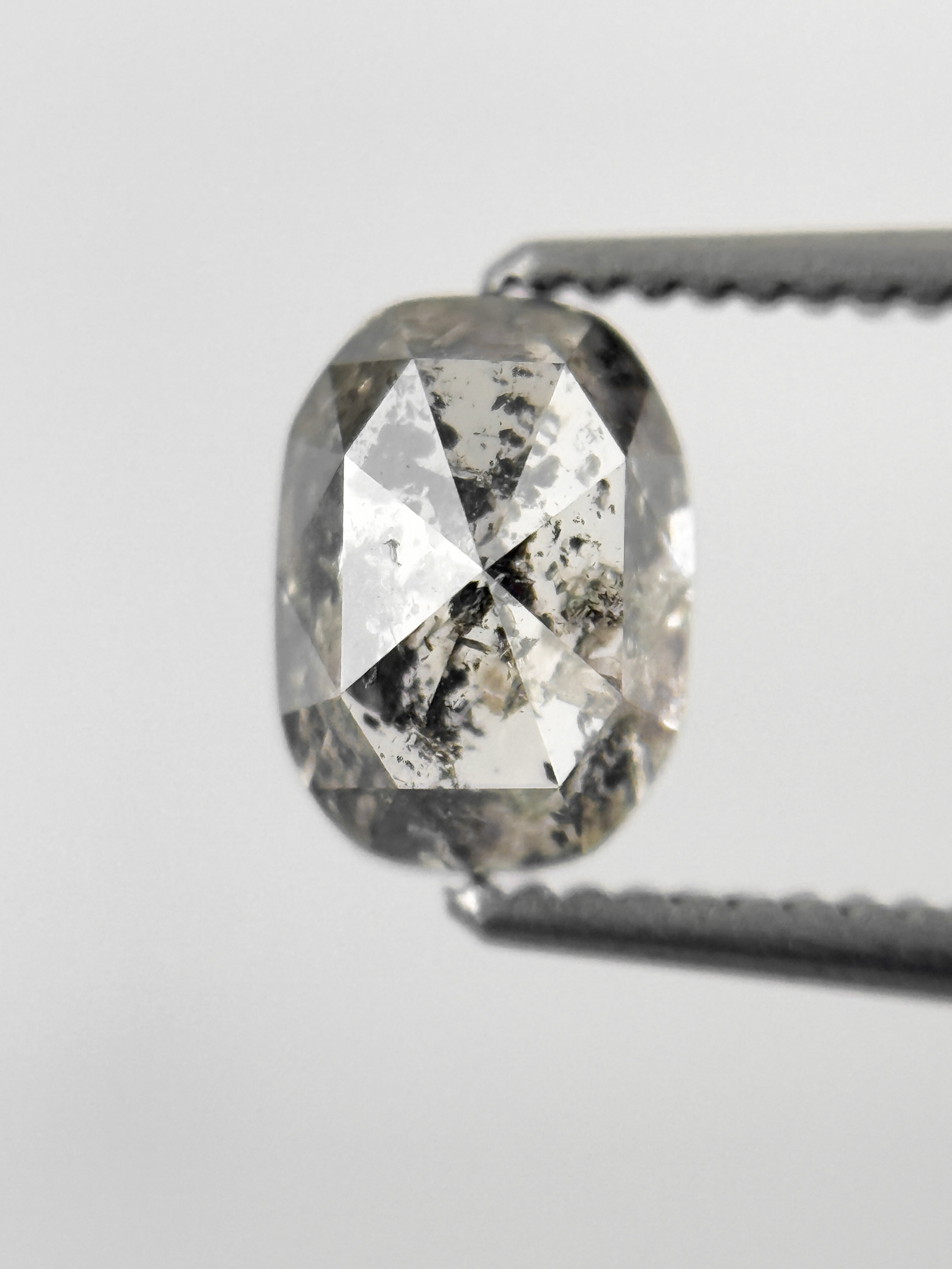 6.8 MM Oval Rose Cut Grey Natural Fancy Diamond
