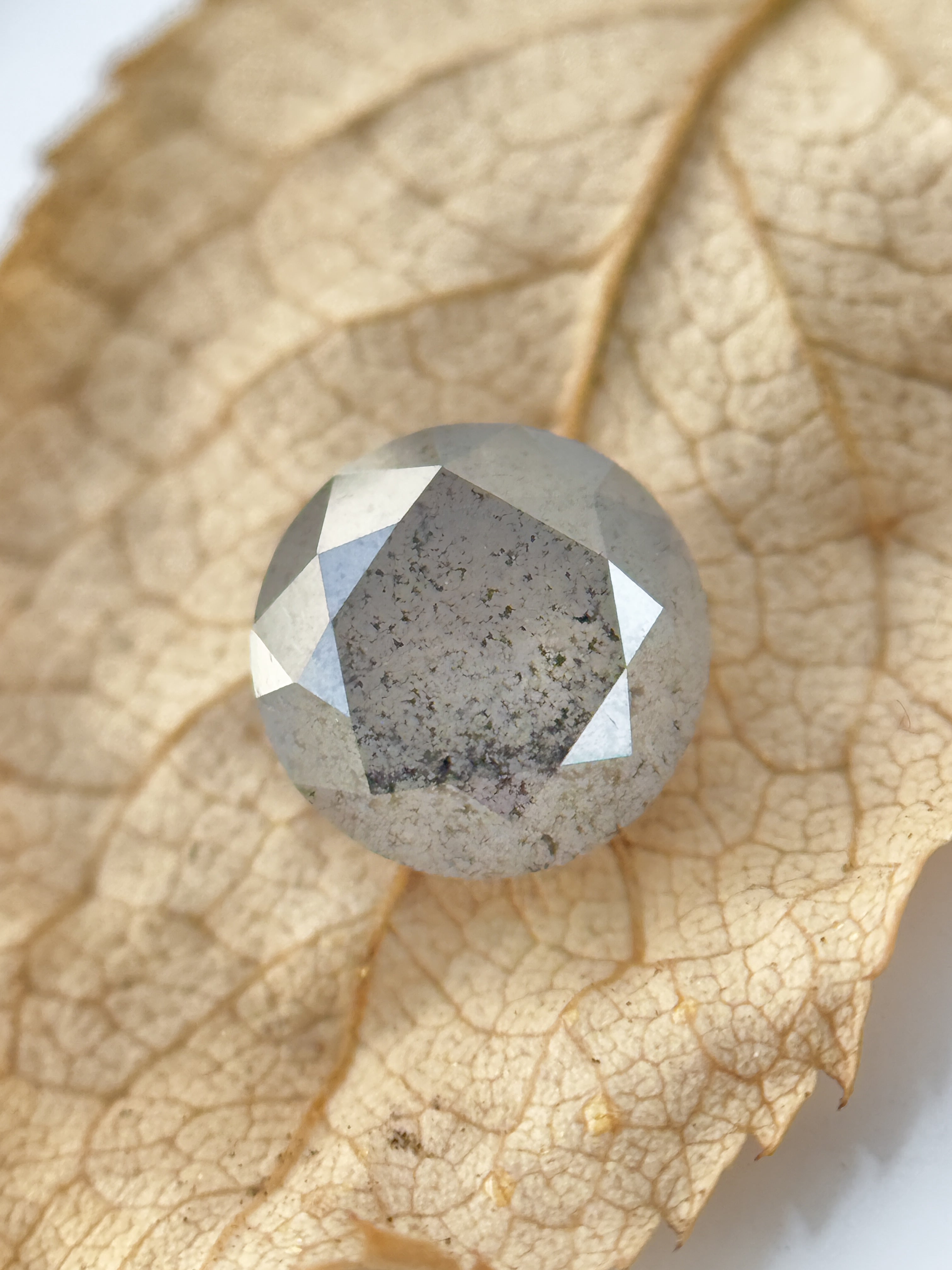 0.68 Ct Round Brilliant Cut Grey Natural Salt and Pepper Diamond