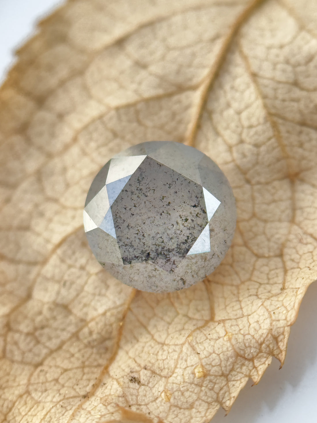 0.68 Ct Round Brilliant Cut Grey Natural Salt and Pepper Diamond