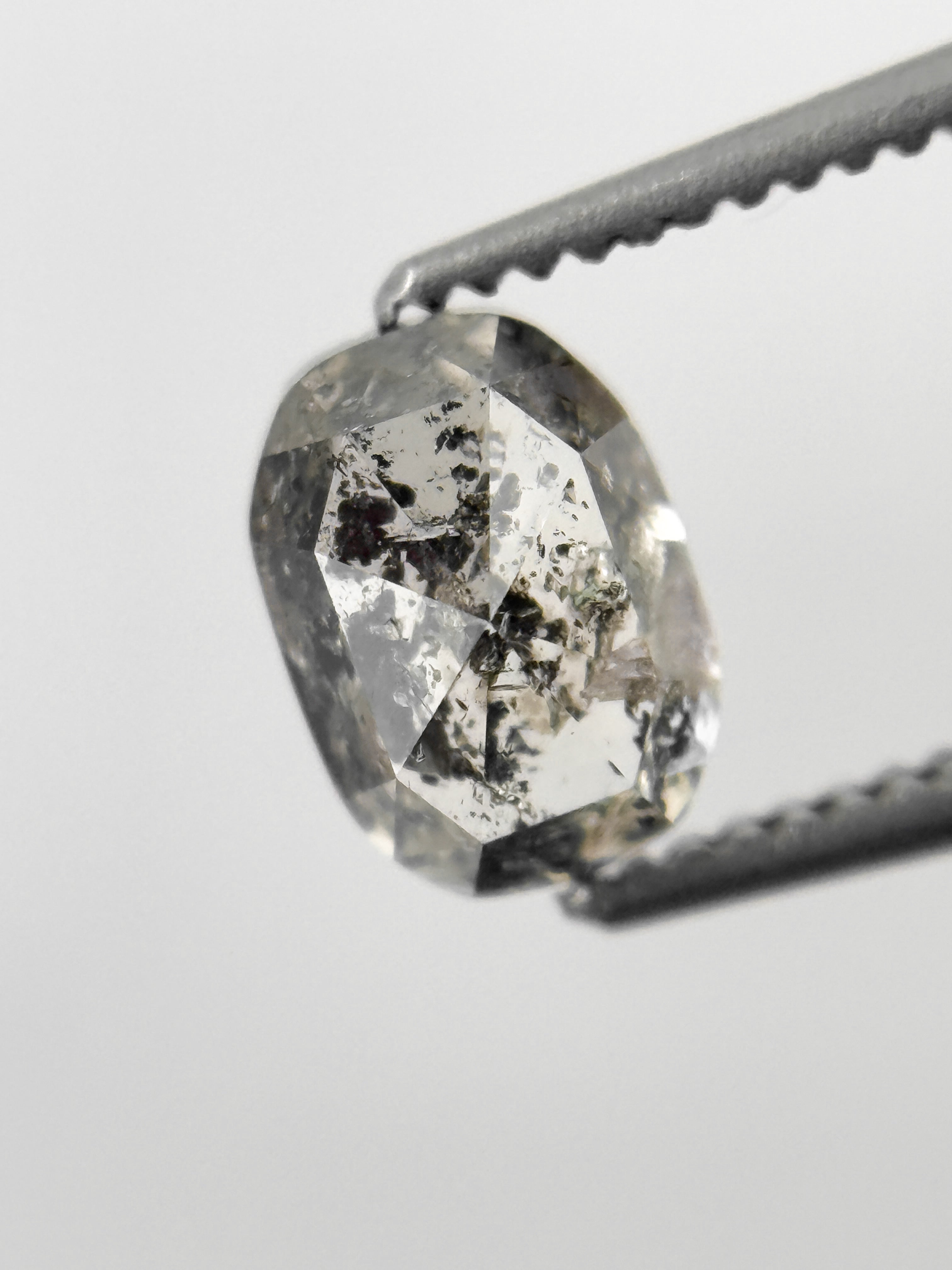6.8 MM Oval Rose Cut Grey Natural Fancy Diamond