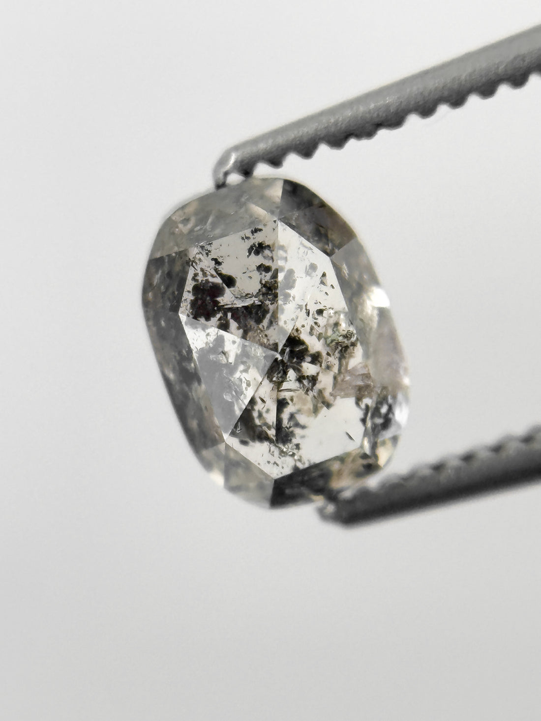 6.8 MM Oval Rose Cut Grey Natural Fancy Diamond