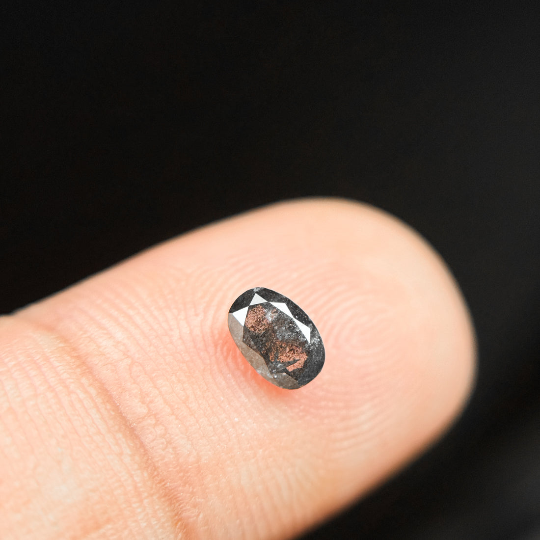 0.48 Ct Oval Rose Cut Grey Natural Salt and Pepper Diamond
