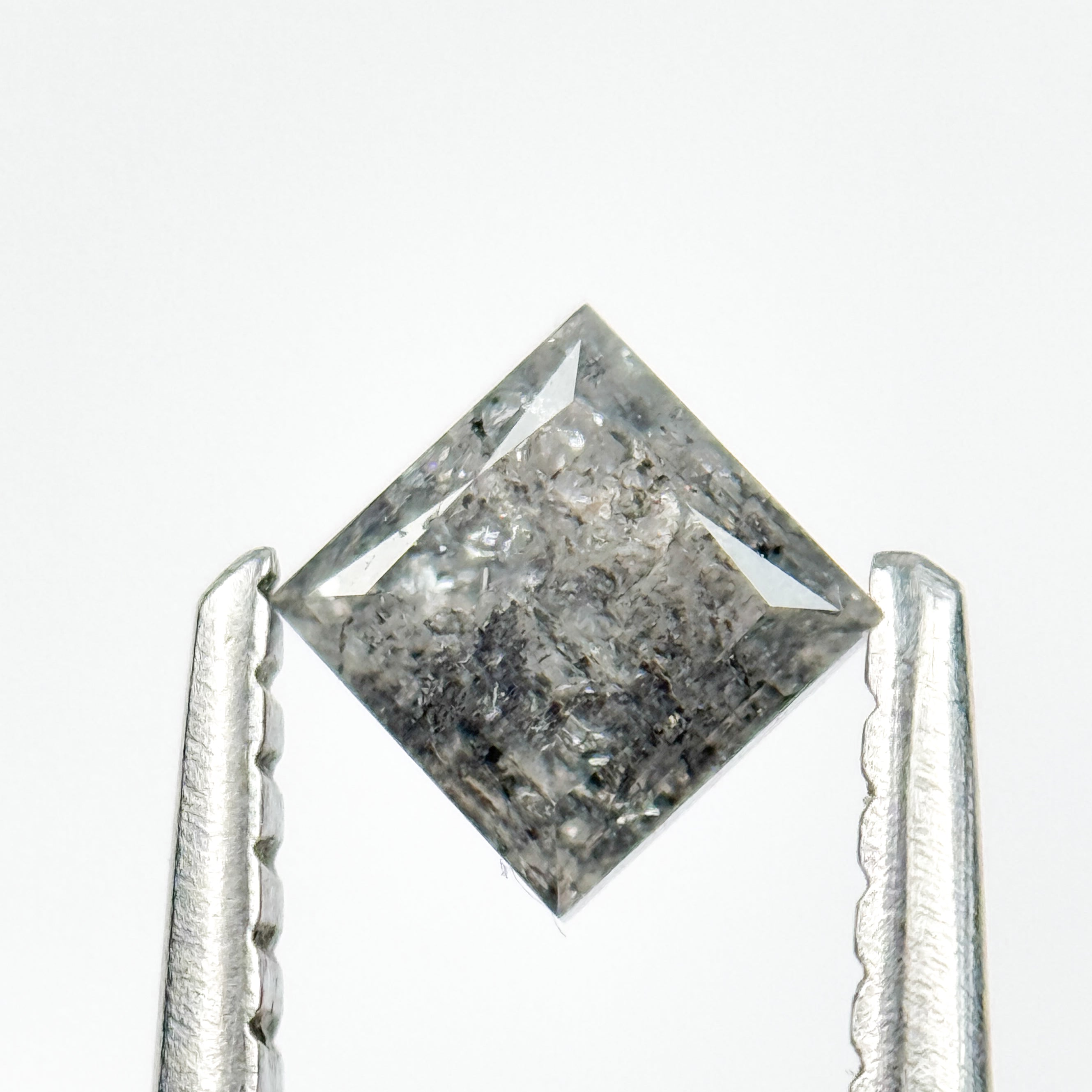 0.44 Ct Princess Rose Cut Grey Natural Galaxy Diamond
