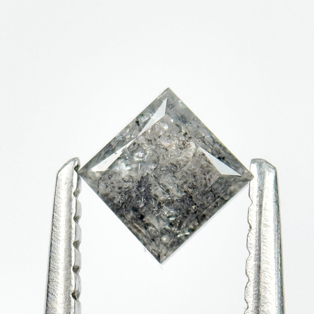 0.44 Ct Princess Rose Cut Grey Natural Galaxy Diamond