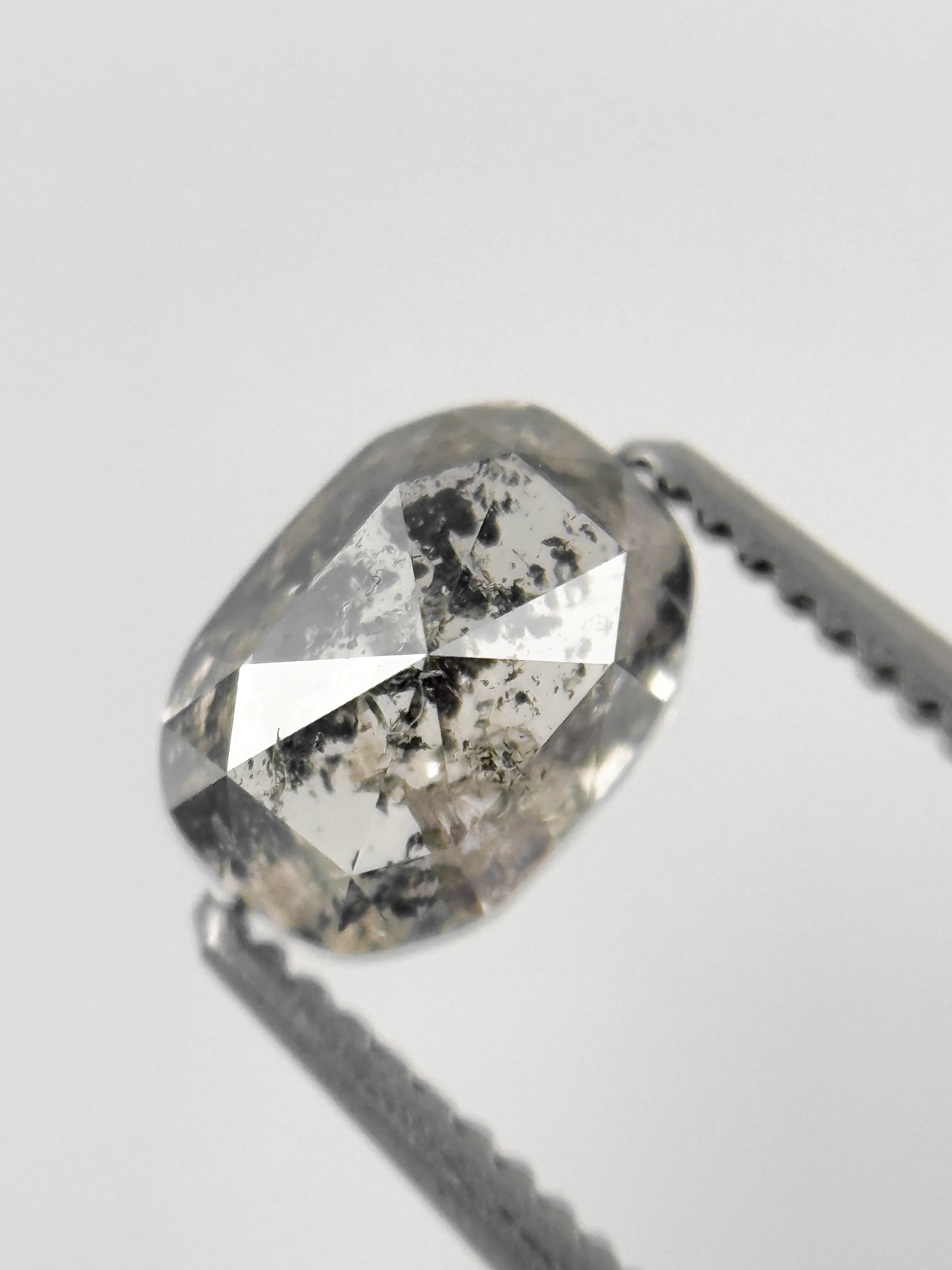 6.8 MM Oval Rose Cut Grey Natural Fancy Diamond