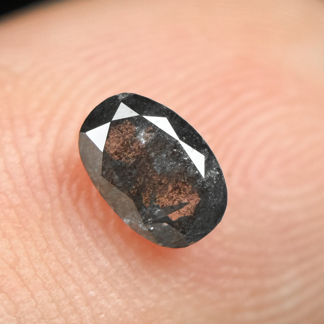 0.48 Ct Oval Rose Cut Grey Natural Salt and Pepper Diamond