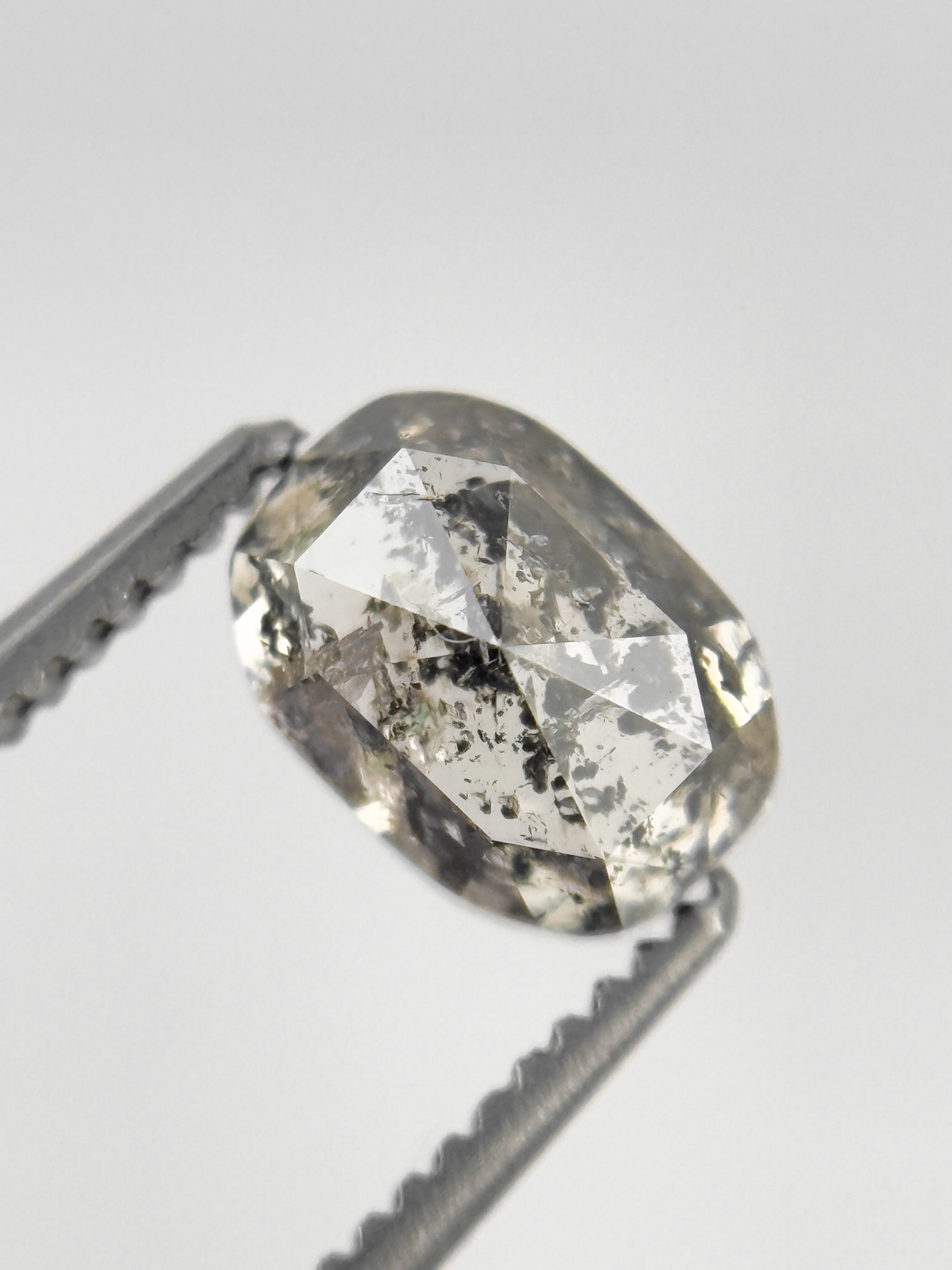 6.8 MM Oval Rose Cut Grey Natural Fancy Diamond