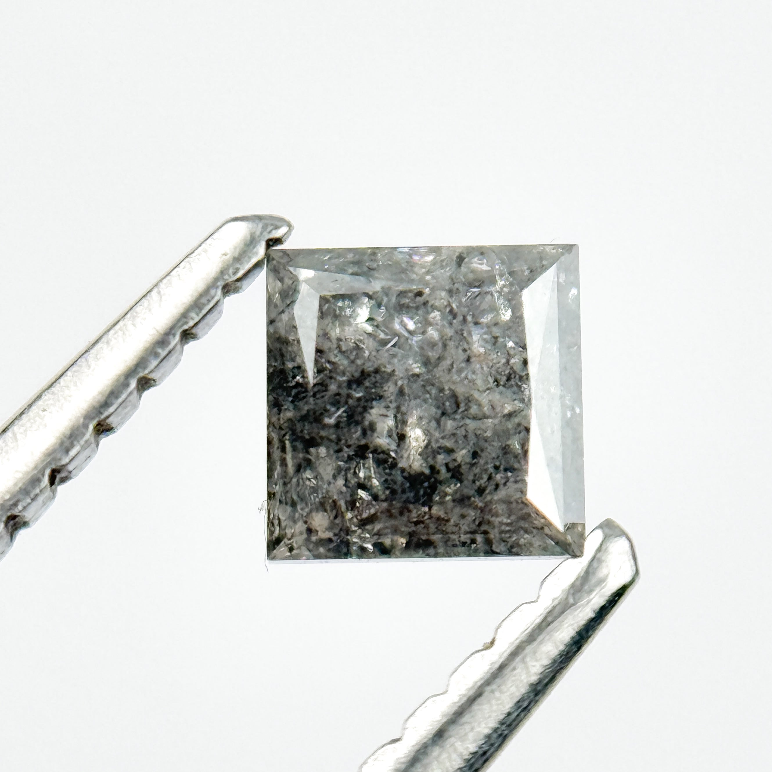 0.44 Ct Princess Rose Cut Grey Natural Galaxy Diamond