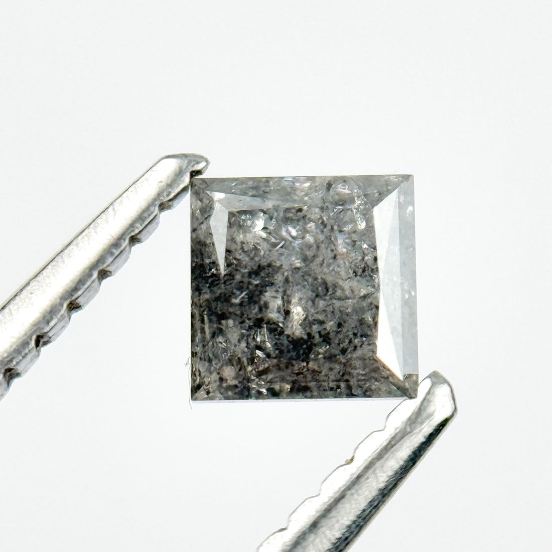 0.44 Ct Princess Rose Cut Grey Natural Galaxy Diamond