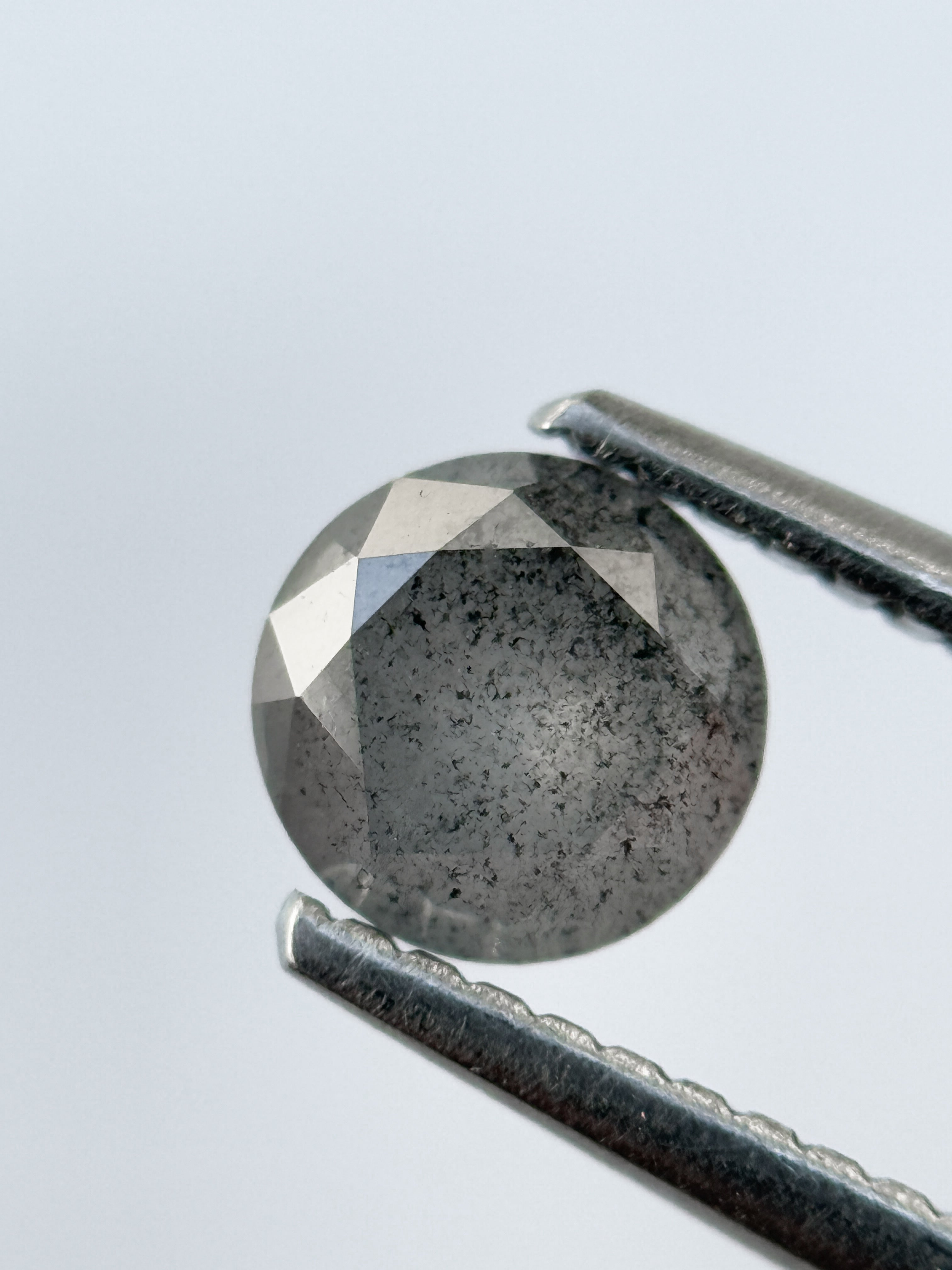 0.68 Ct Round Brilliant Cut Grey Natural Salt and Pepper Diamond