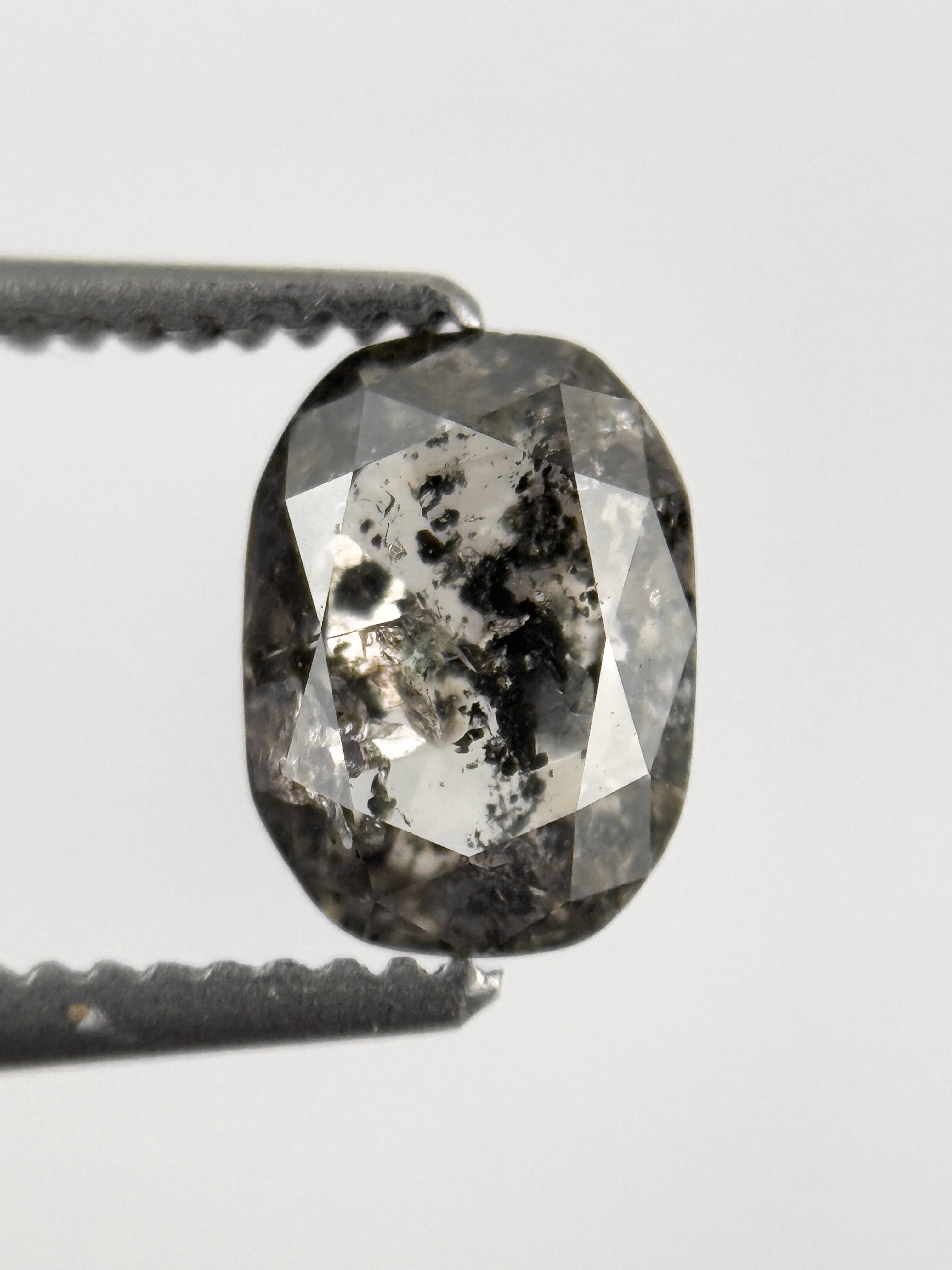 6.8 MM Oval Rose Cut Grey Natural Fancy Diamond