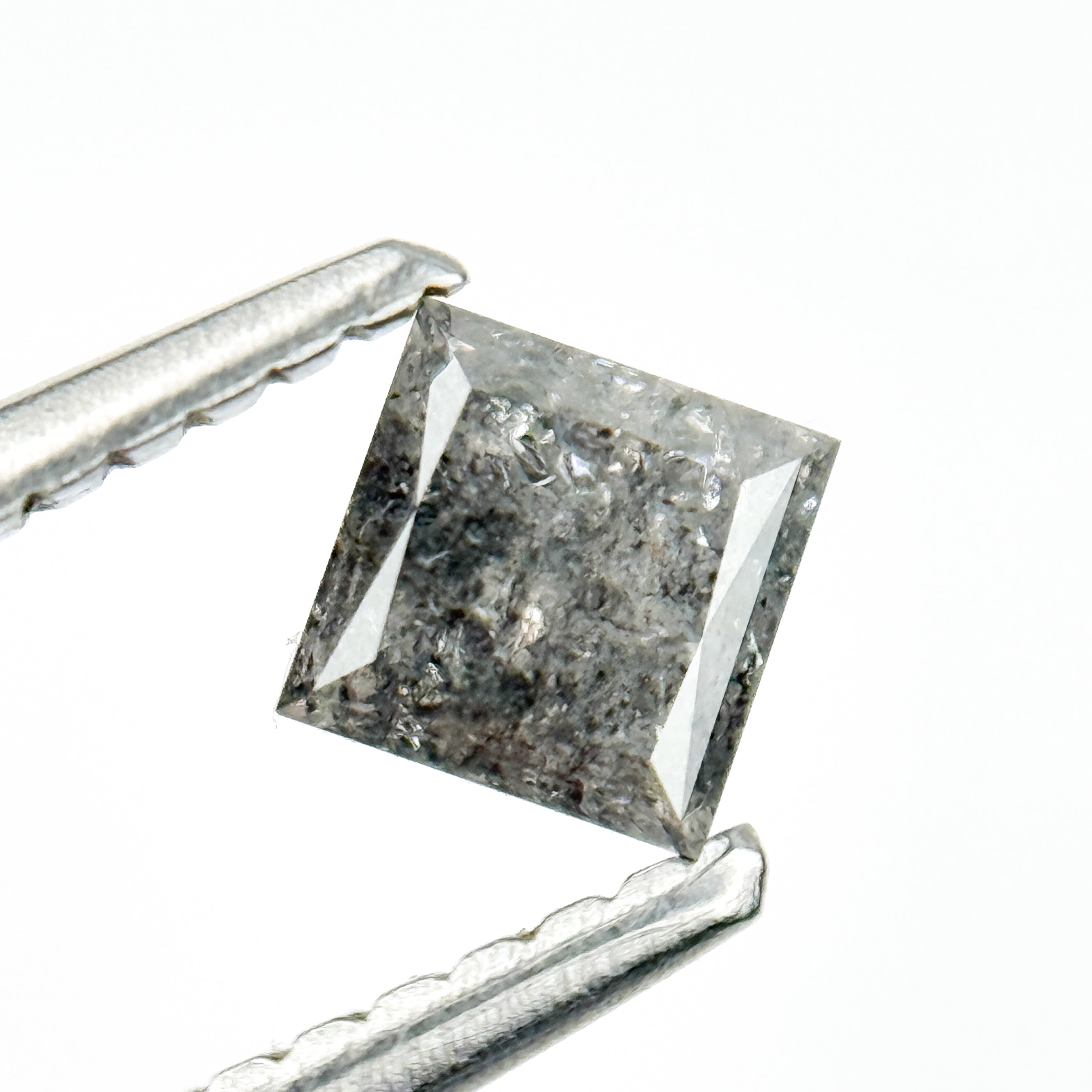 0.44 Ct Princess Rose Cut Grey Natural Galaxy Diamond