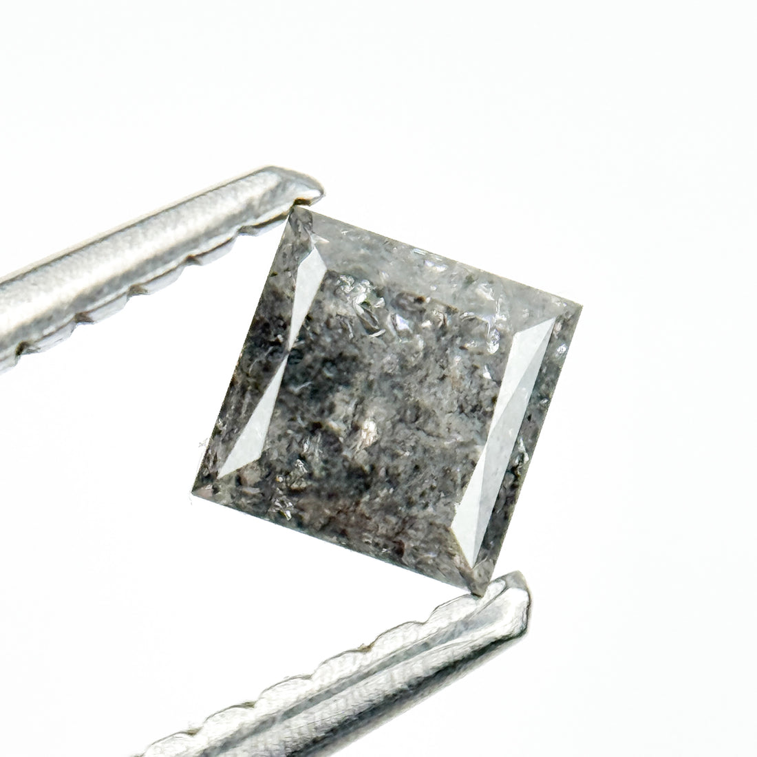 0.44 Ct Princess Rose Cut Grey Natural Galaxy Diamond