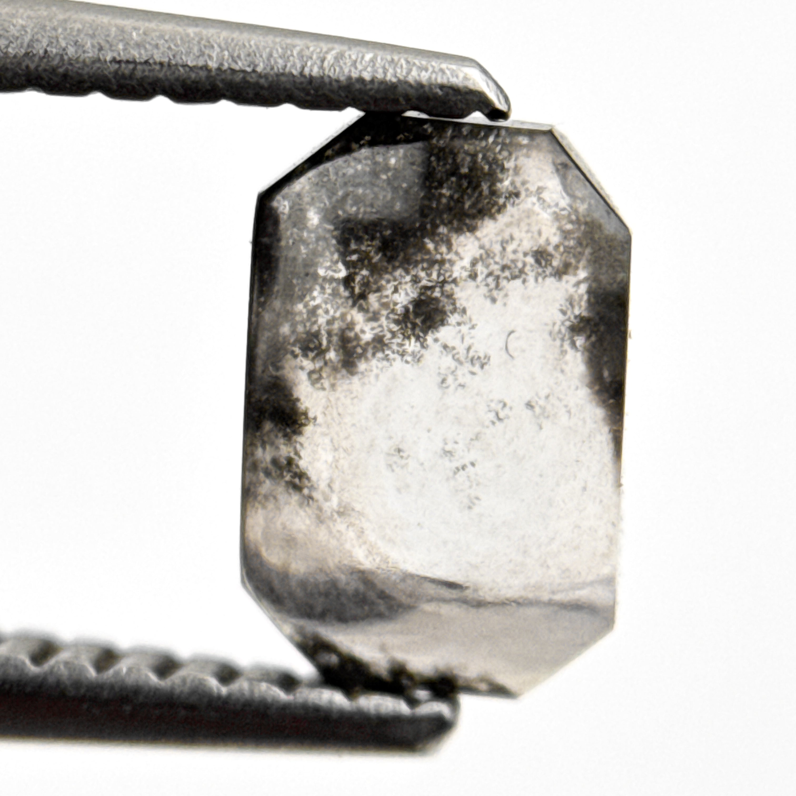 0.94 Ct Emerald Rose Cut Grey Natural Minimalist Diamond