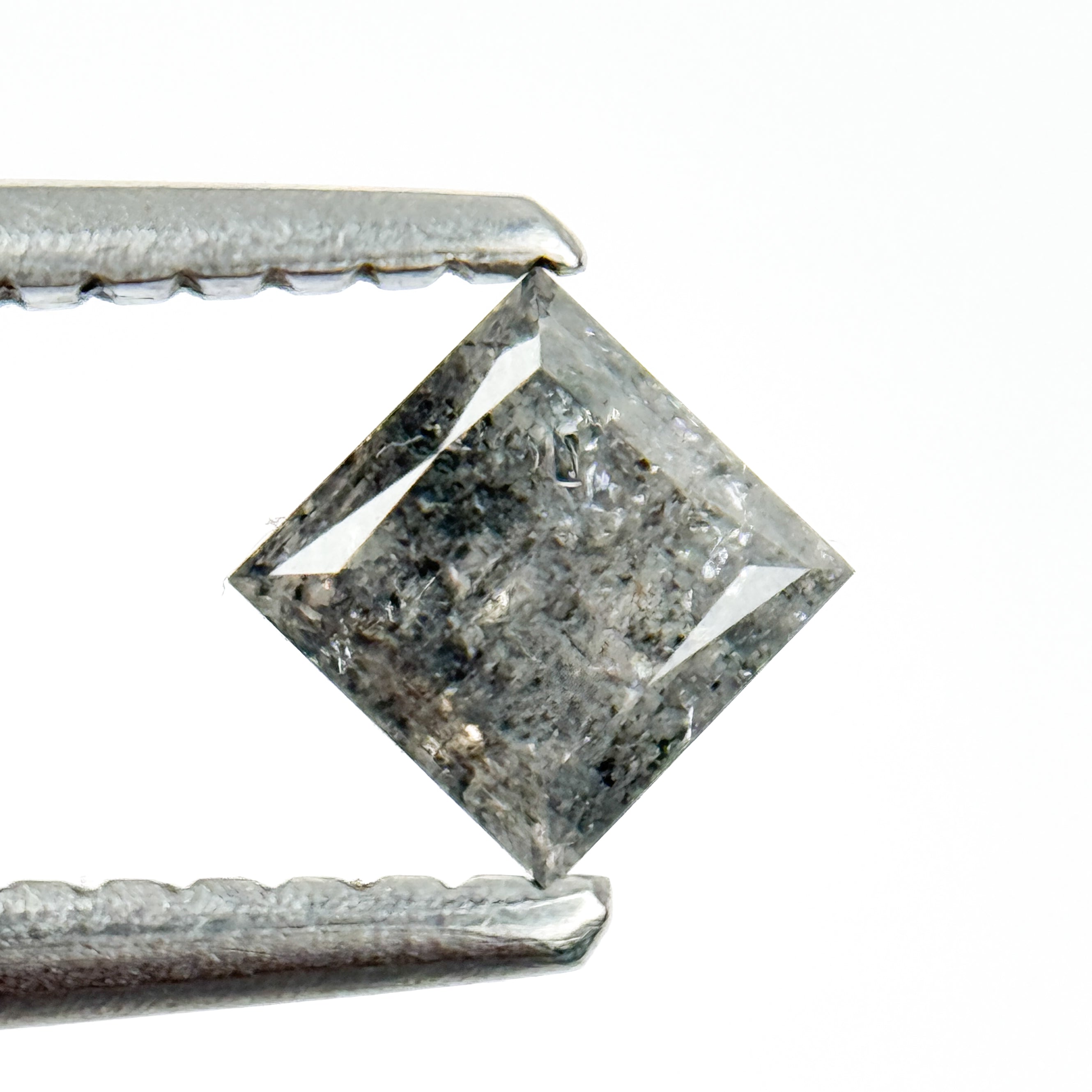 0.44 Ct Princess Rose Cut Grey Natural Galaxy Diamond