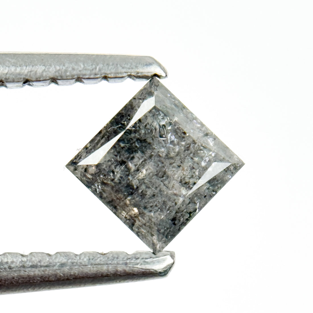 0.44 Ct Princess Rose Cut Grey Natural Galaxy Diamond
