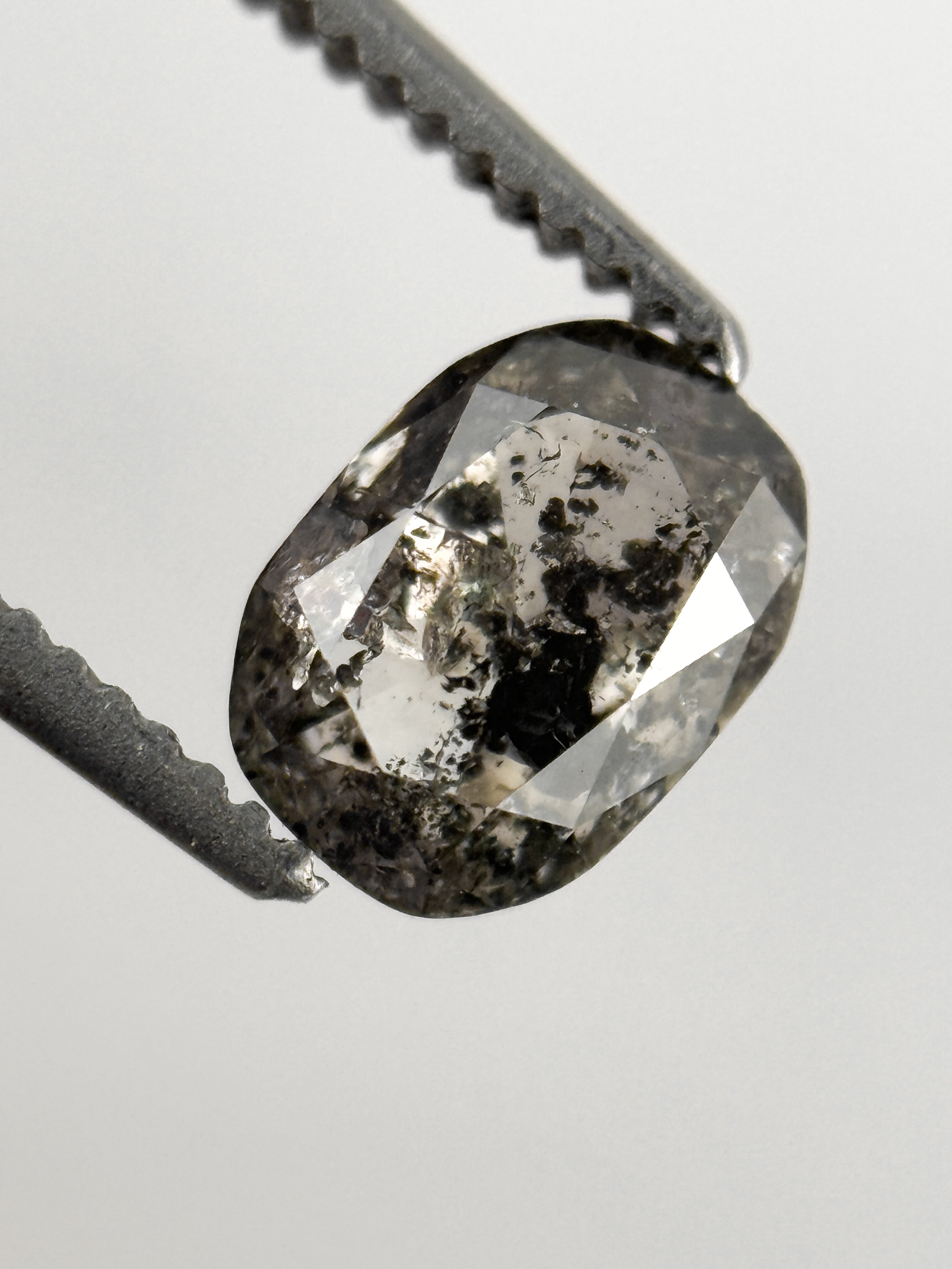 6.8 MM Oval Rose Cut Grey Natural Fancy Diamond