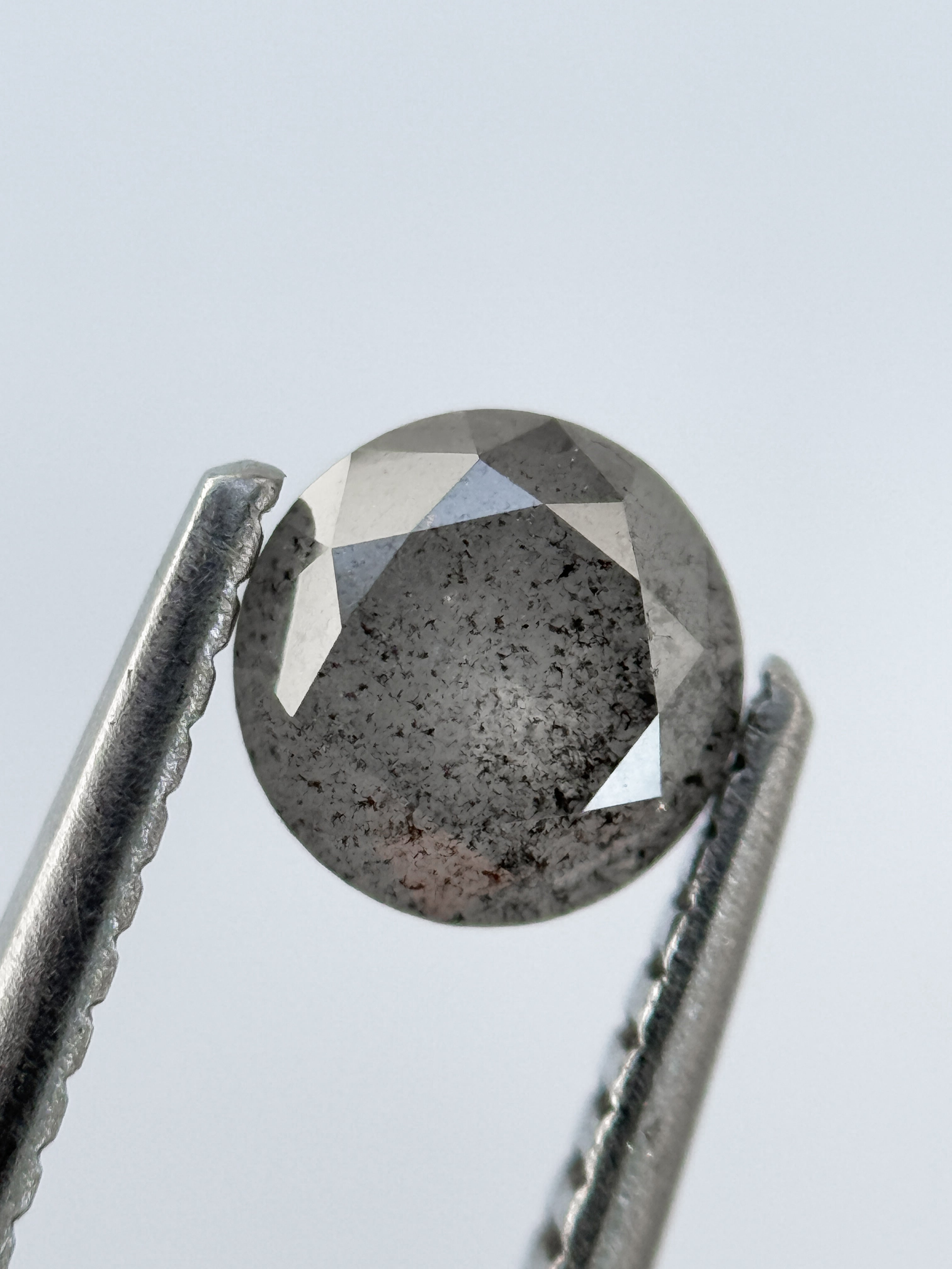 0.68 Ct Round Brilliant Cut Grey Natural Salt and Pepper Diamond