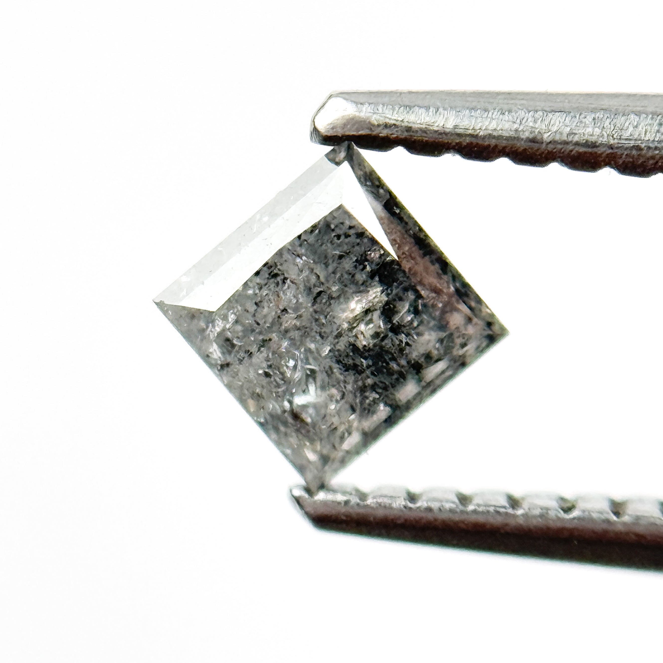 0.44 Ct Princess Rose Cut Grey Natural Galaxy Diamond