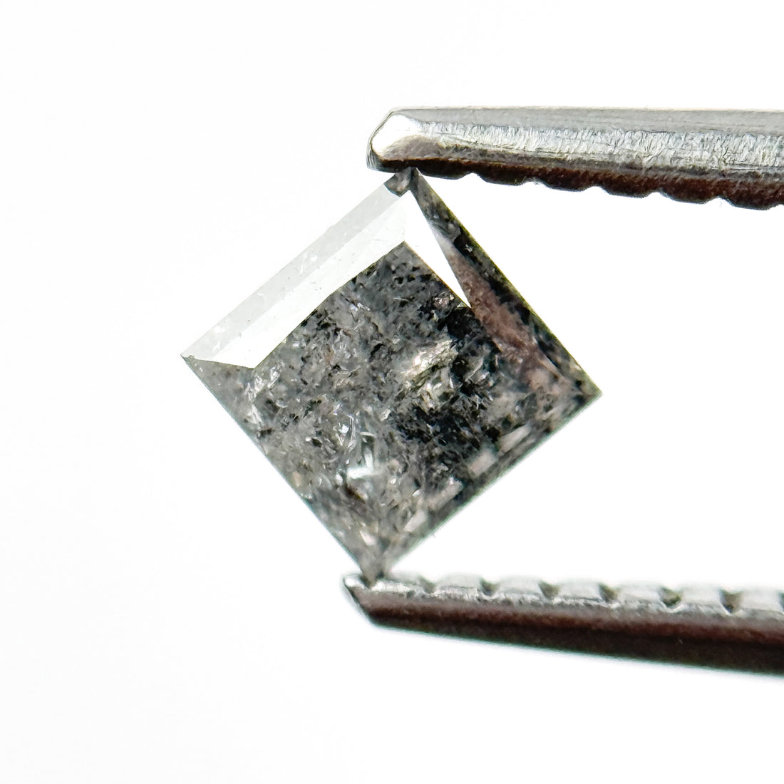 0.44 Ct Princess Rose Cut Grey Natural Galaxy Diamond