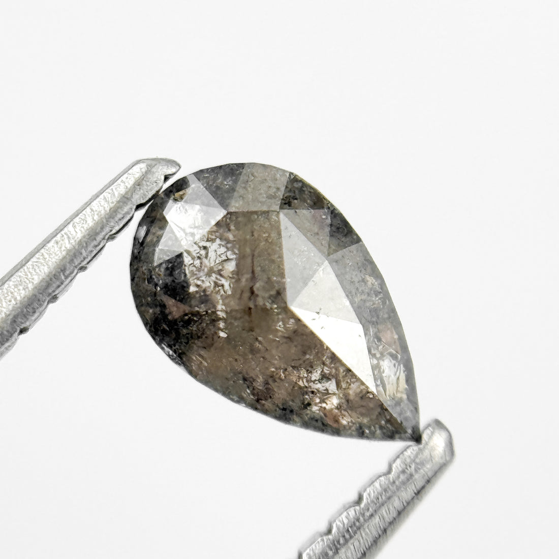 0.48 Ct Pear Rose Cut Grey Natural Salt and Pepper Diamond