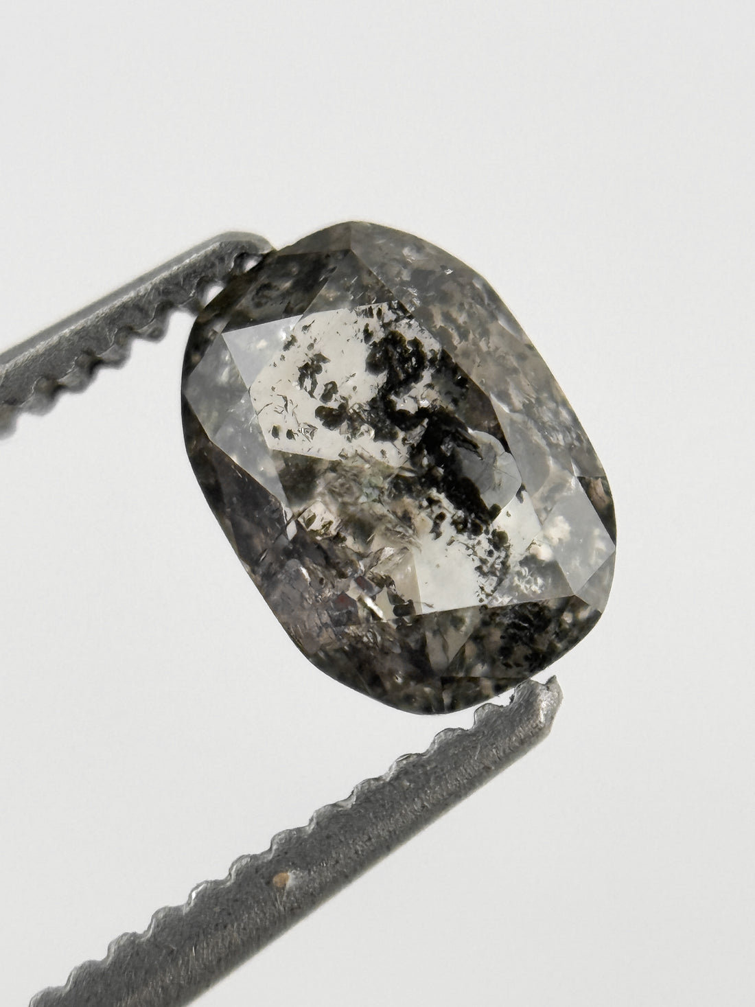 6.8 MM Oval Rose Cut Grey Natural Fancy Diamond