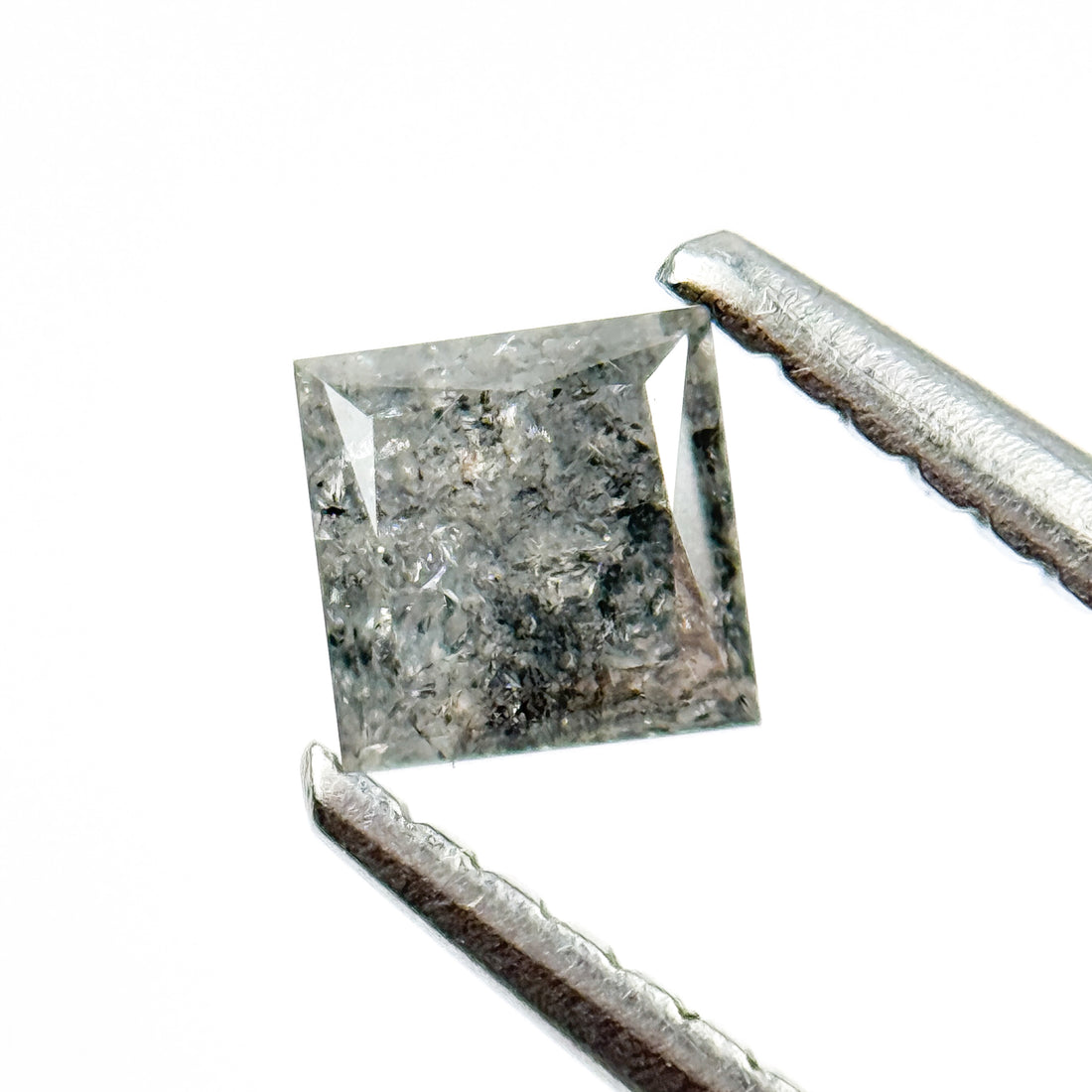 0.44 Ct Princess Rose Cut Grey Natural Galaxy Diamond