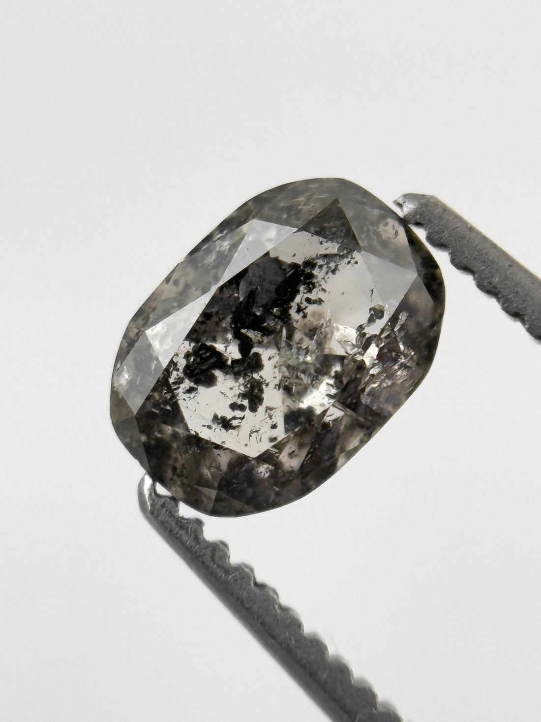 6.8 MM Oval Rose Cut Grey Natural Fancy Diamond