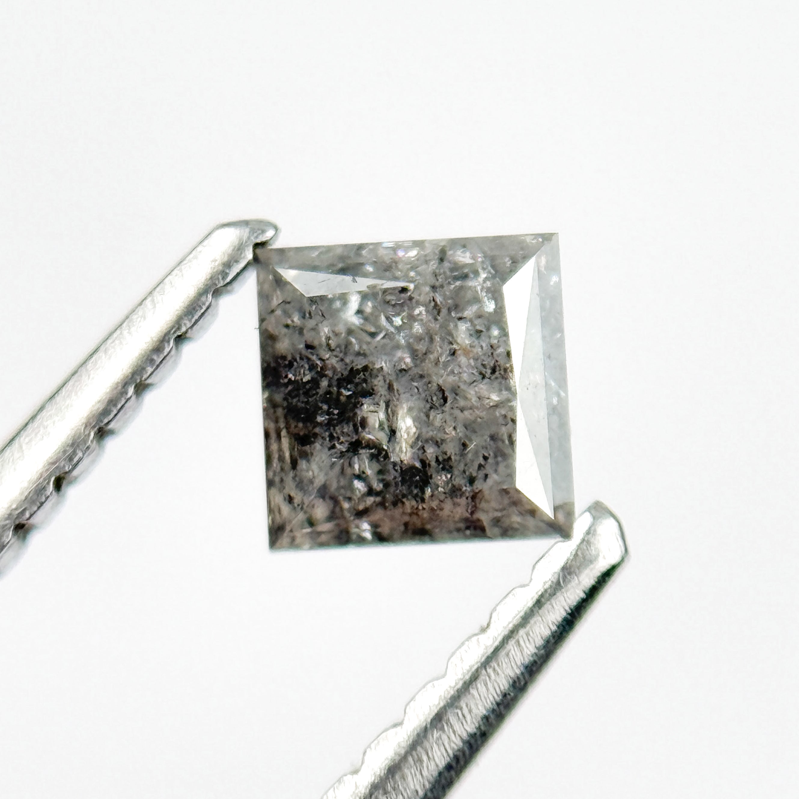 0.44 Ct Princess Rose Cut Grey Natural Galaxy Diamond