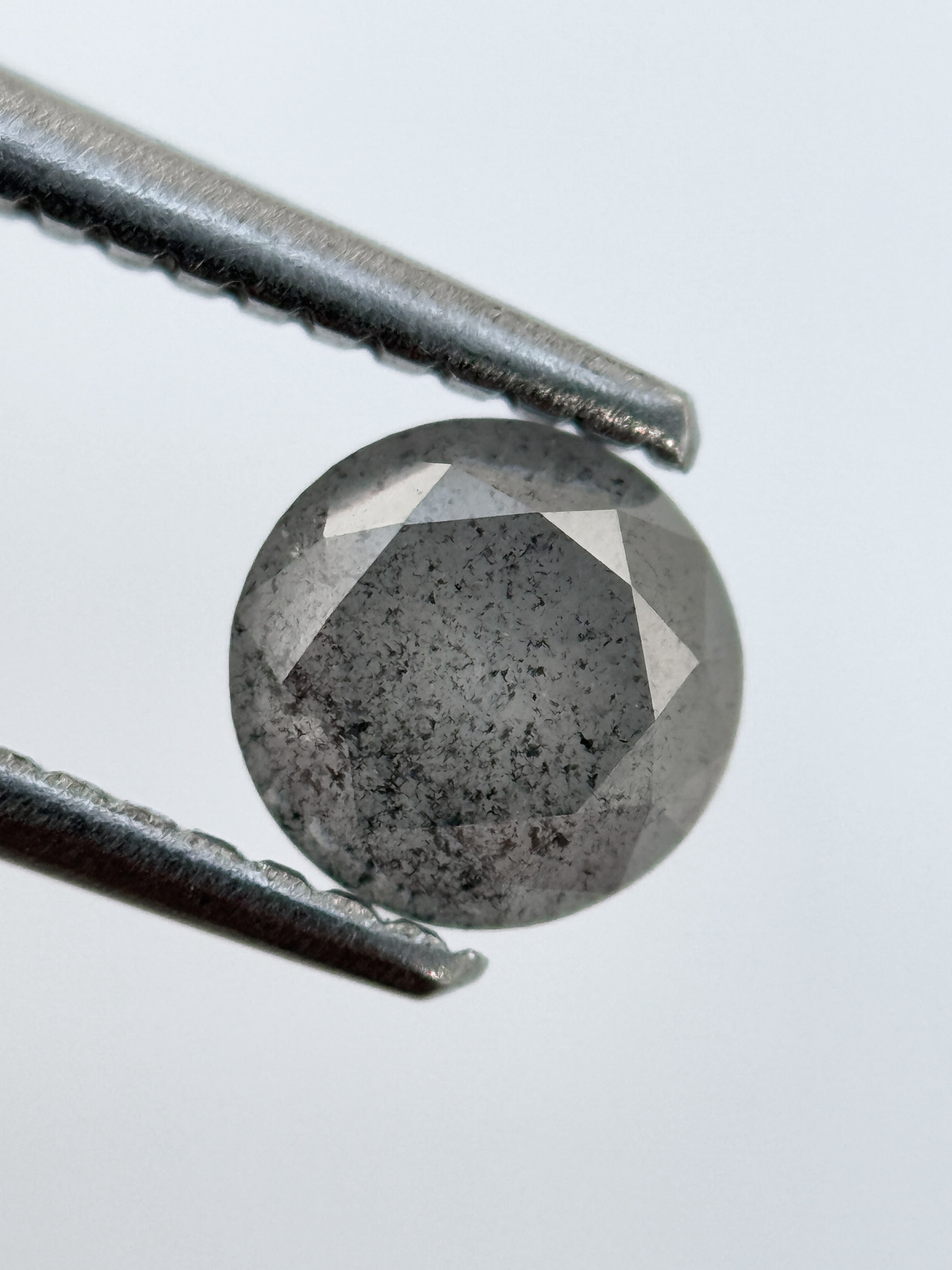 0.68 Ct Round Brilliant Cut Grey Natural Salt and Pepper Diamond