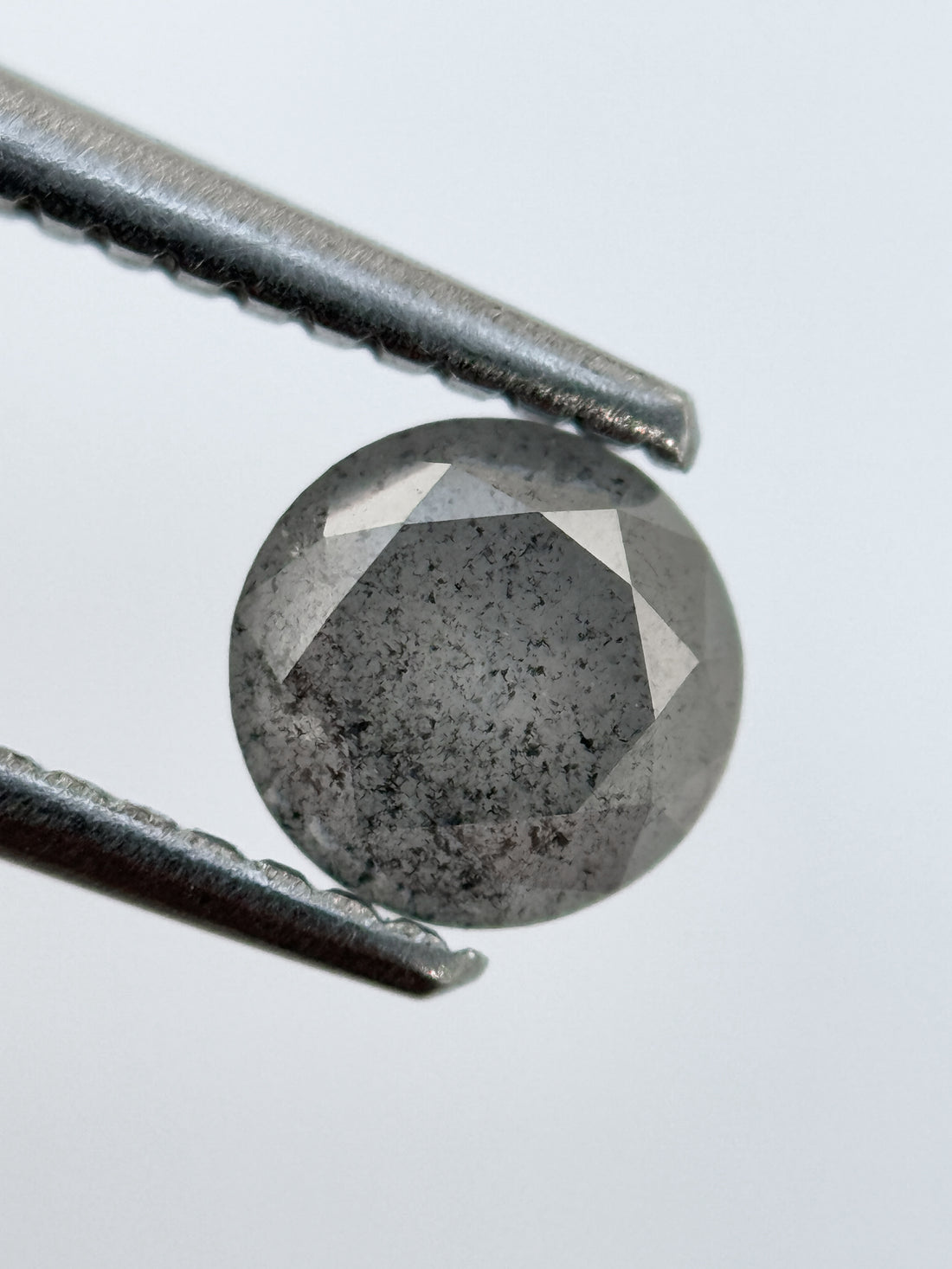 0.68 Ct Round Brilliant Cut Grey Natural Salt and Pepper Diamond
