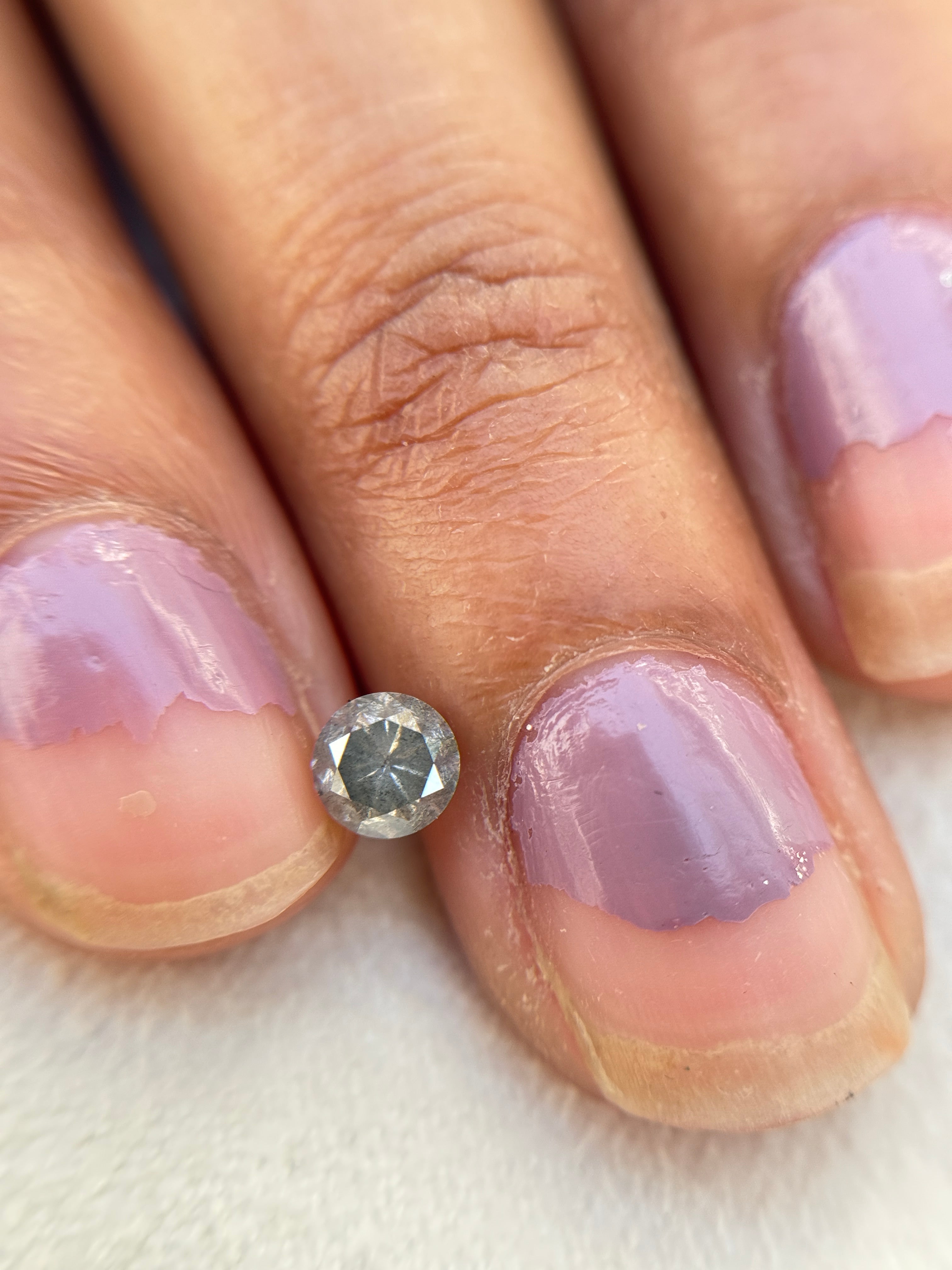 0.39 Ct Round Brilliant Cut Grey Natural Salt and Pepper Diamond