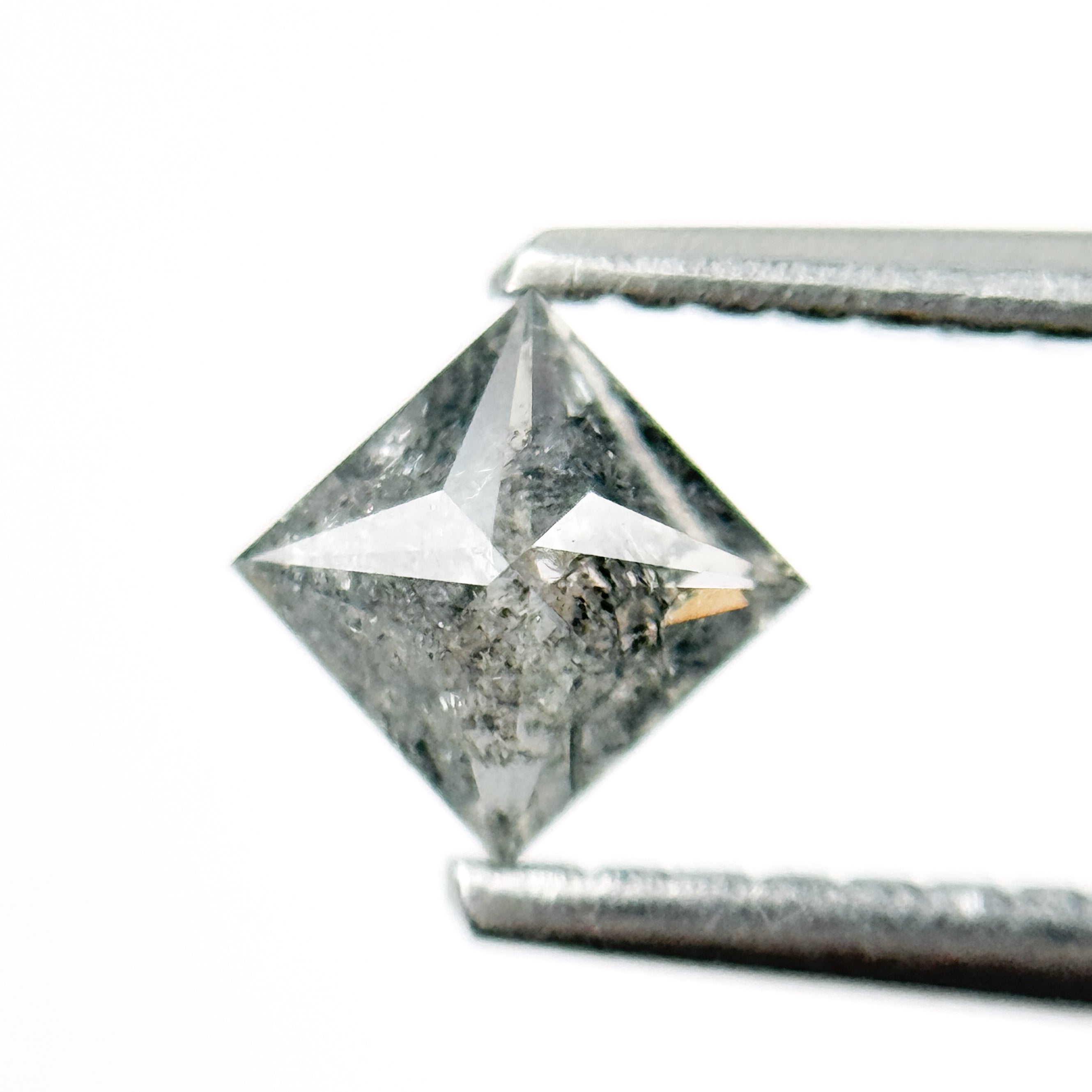 0.44 Ct Princess Rose Cut Grey Natural Galaxy Diamond