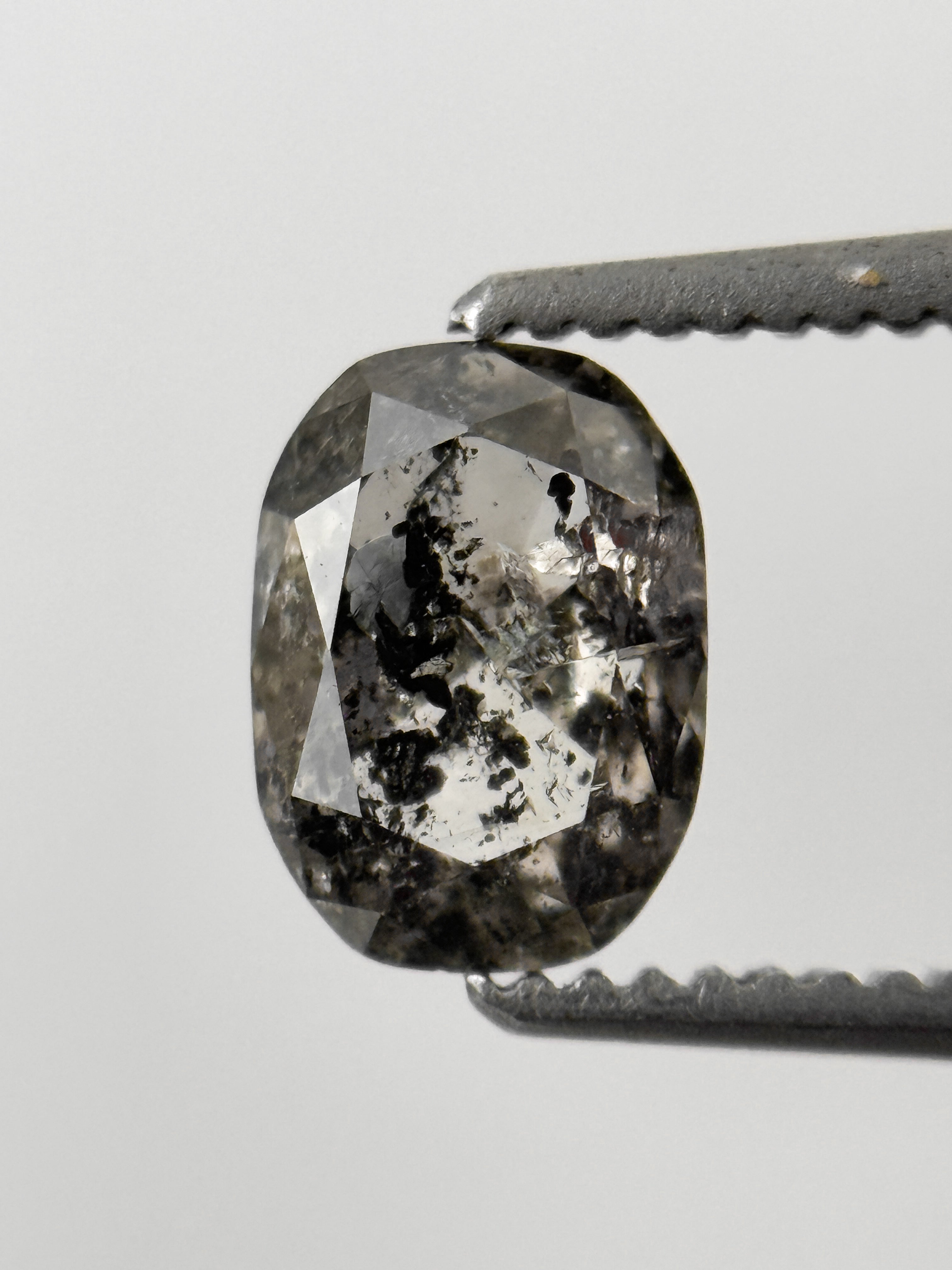 6.8 MM Oval Rose Cut Grey Natural Fancy Diamond