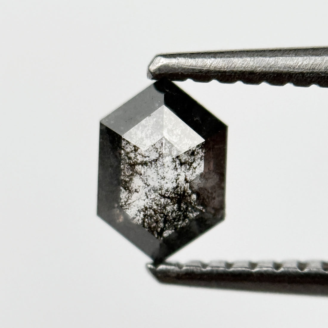 0.44 Ct Hexagon Rose Cut Grey Natural Salt and Pepper Diamond