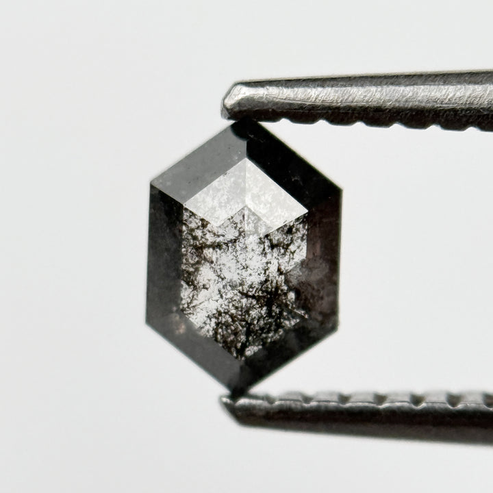 0.44 Ct Hexagon Rose Cut Grey Natural Salt and Pepper Diamond