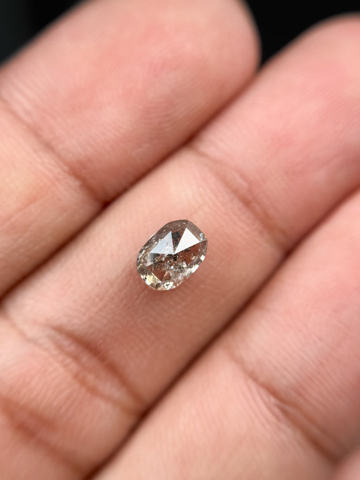 6.8 MM Oval Rose Cut Grey Natural Fancy Diamond