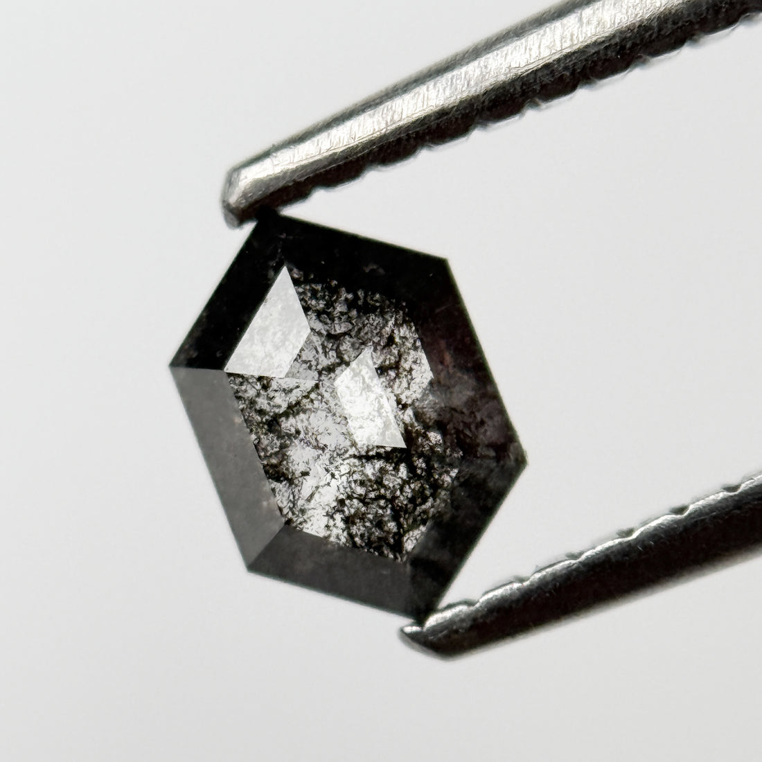 0.44 Ct Hexagon Rose Cut Grey Natural Salt and Pepper Diamond