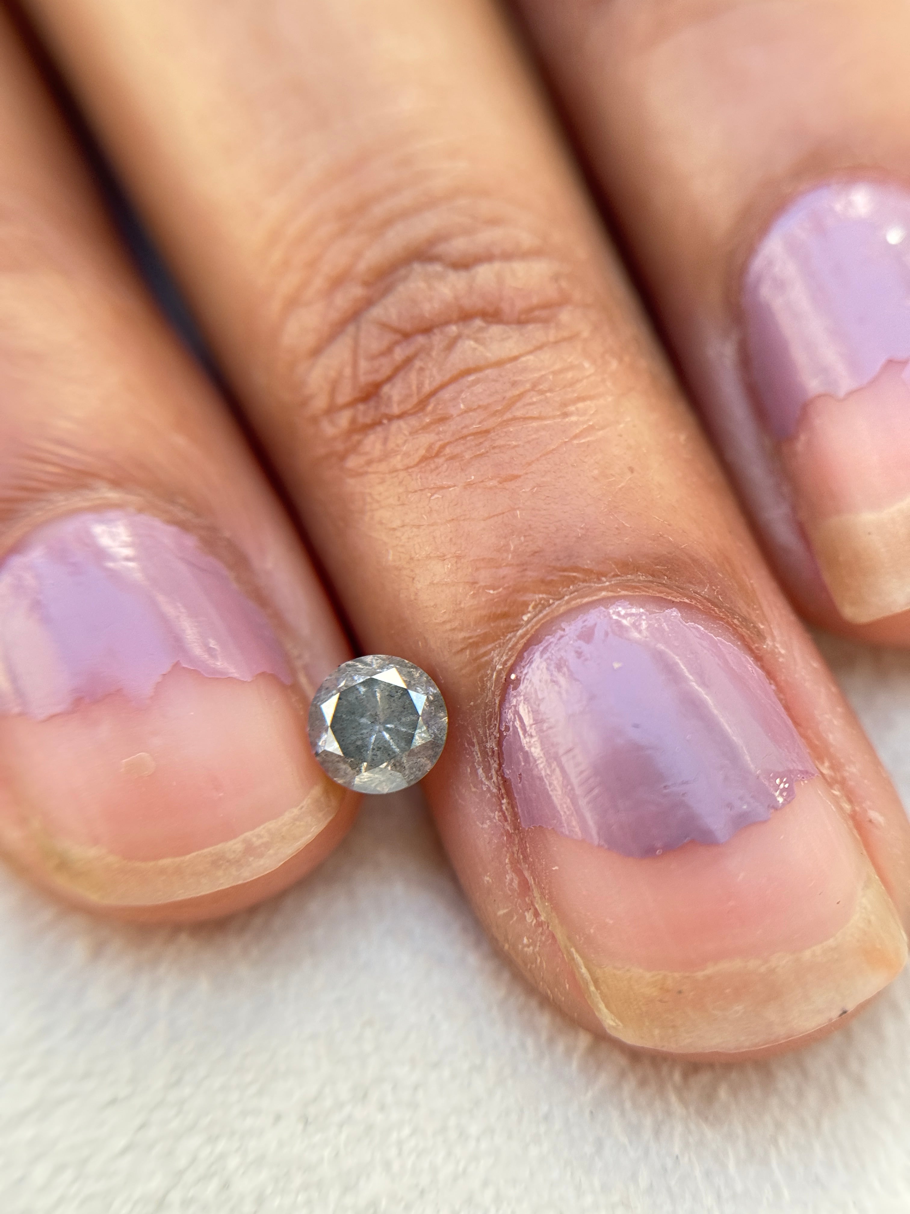 0.39 Ct Round Brilliant Cut Grey Natural Salt and Pepper Diamond