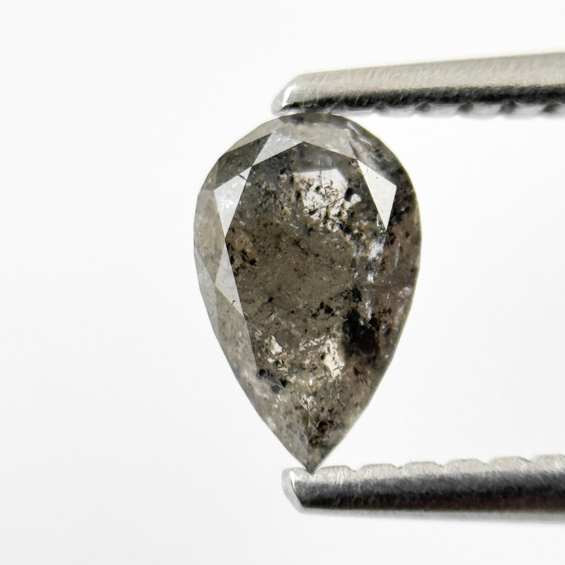 0.48 Ct Pear Rose Cut Grey Natural Salt and Pepper Diamond