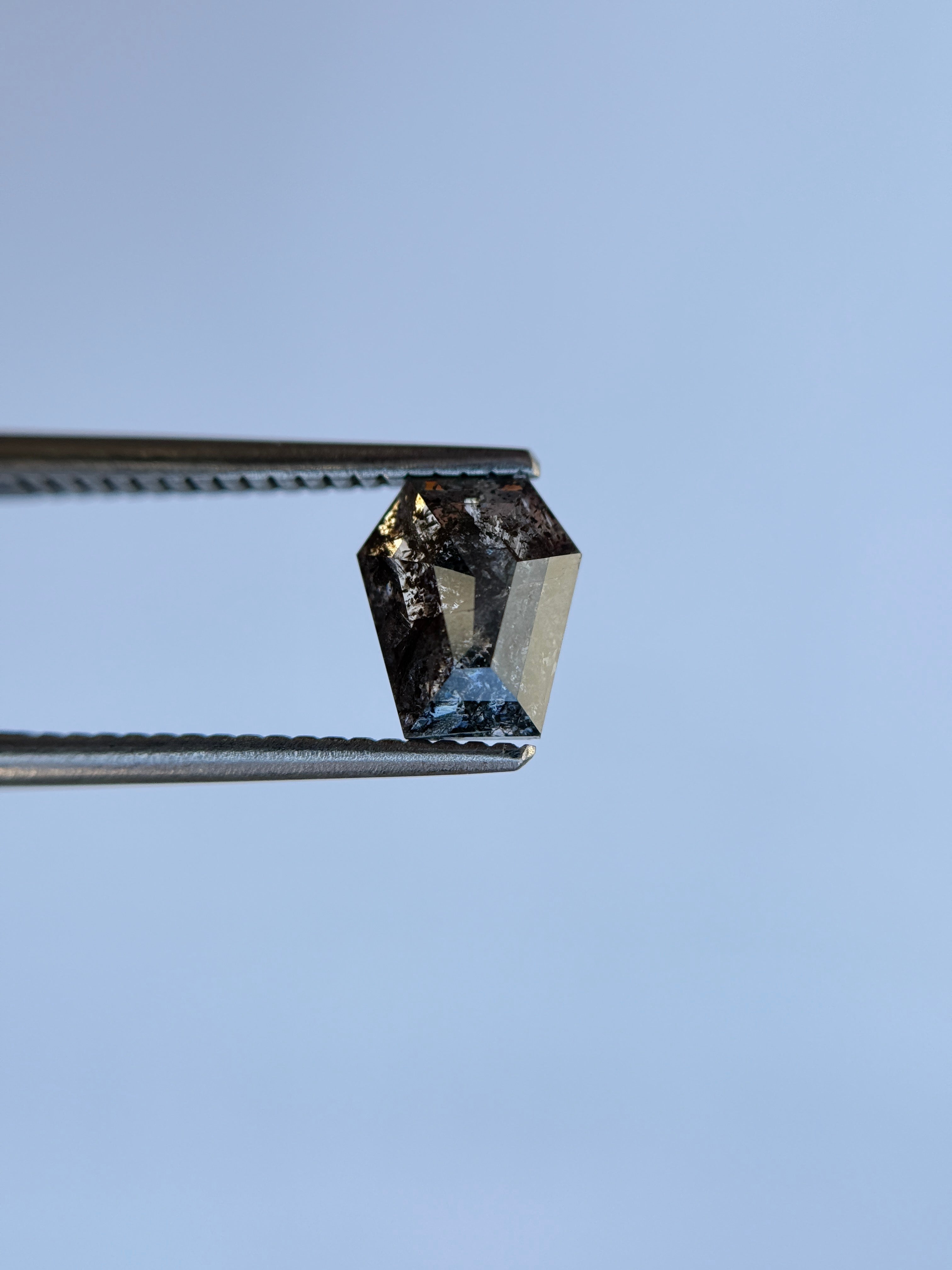 1.49 Ct Coffin Rose Cut Grey Natural Salt and Pepper Diamond