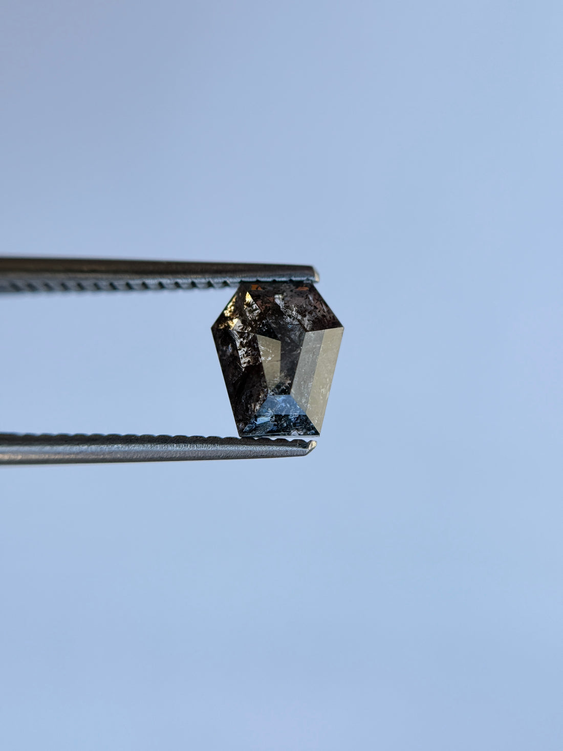 1.49 Ct Coffin Rose Cut Grey Natural Salt and Pepper Diamond