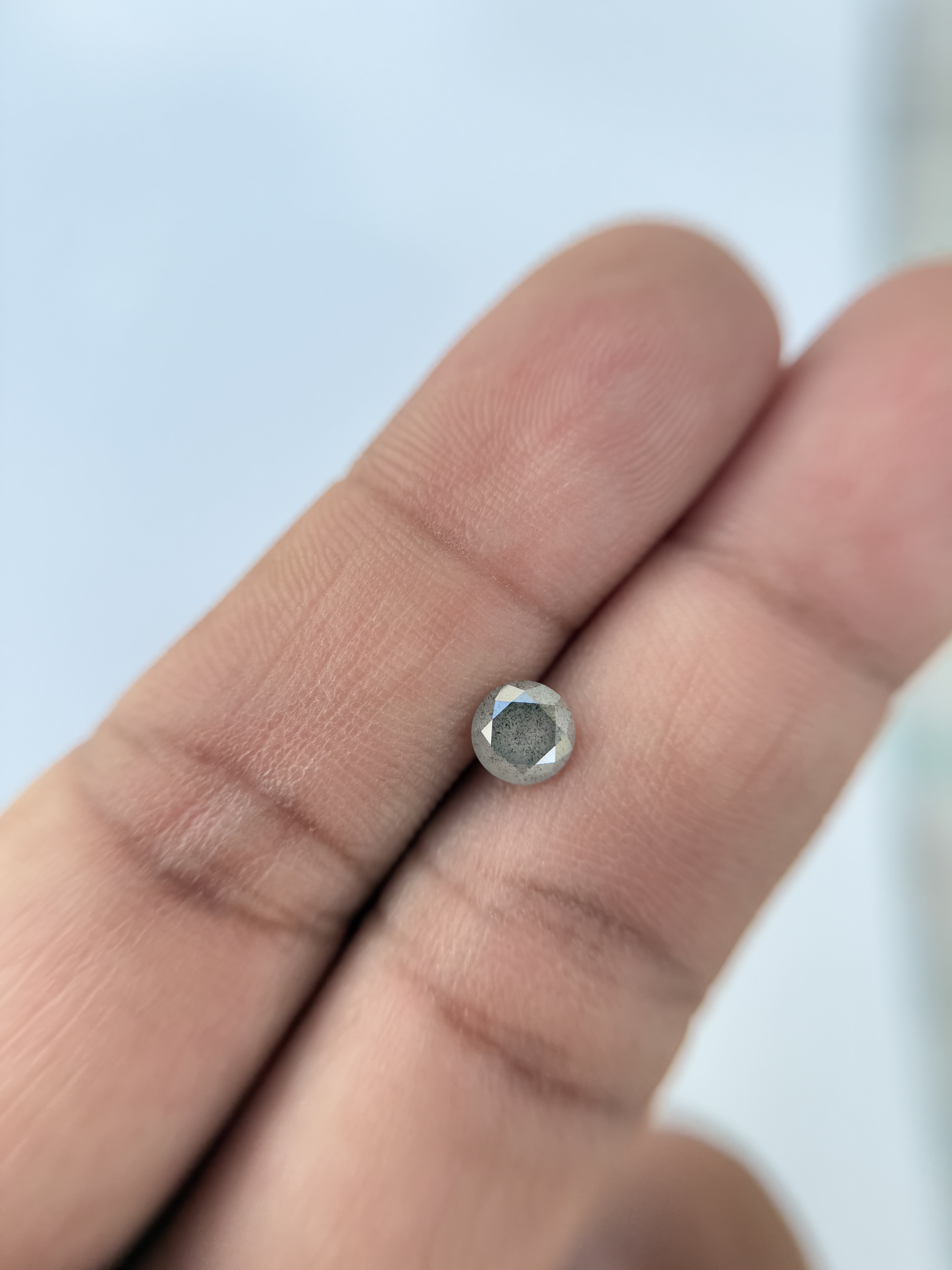 0.68 Ct Round Brilliant Cut Grey Natural Salt and Pepper Diamond