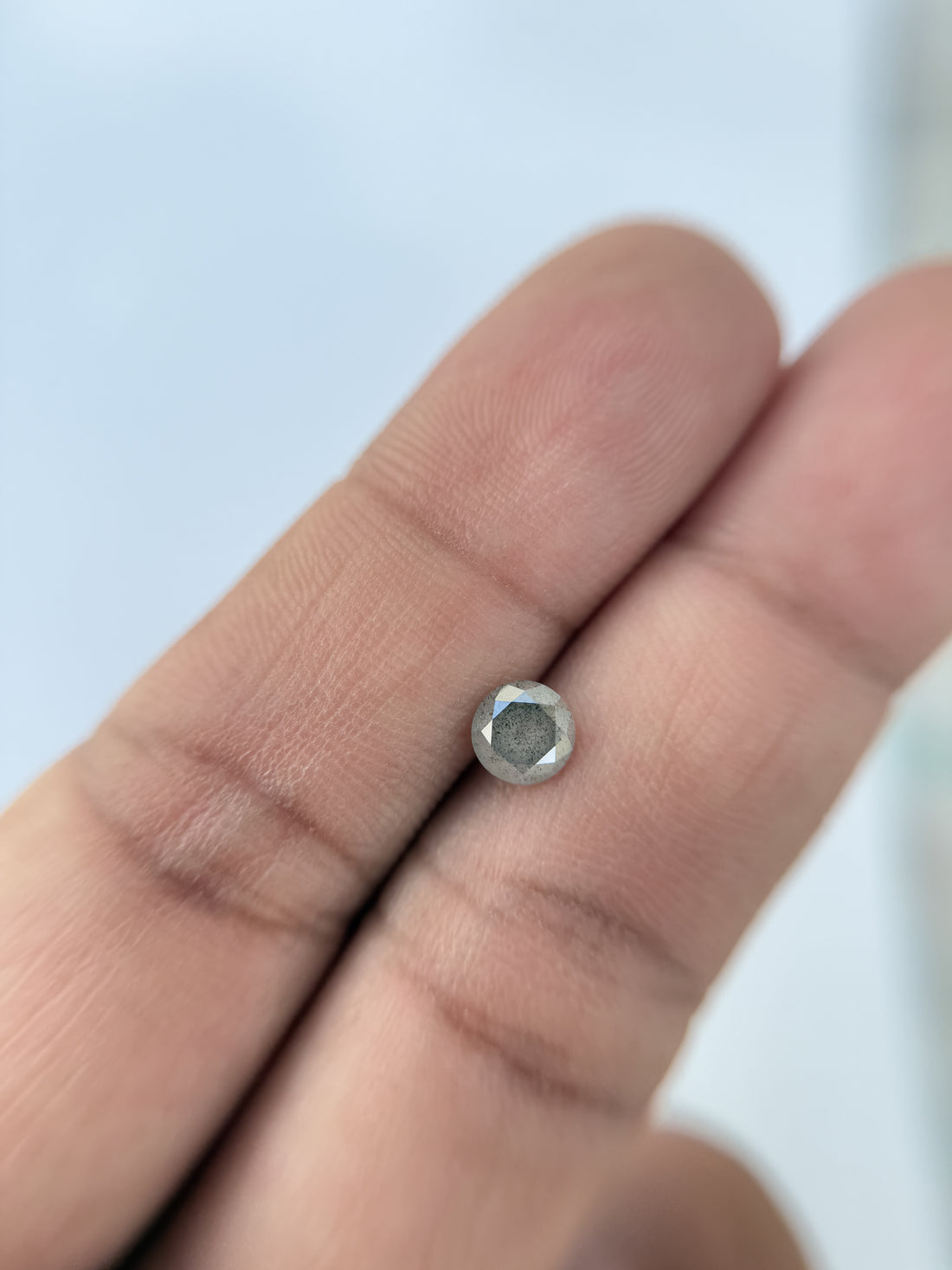 0.68 Ct Round Brilliant Cut Grey Natural Salt and Pepper Diamond